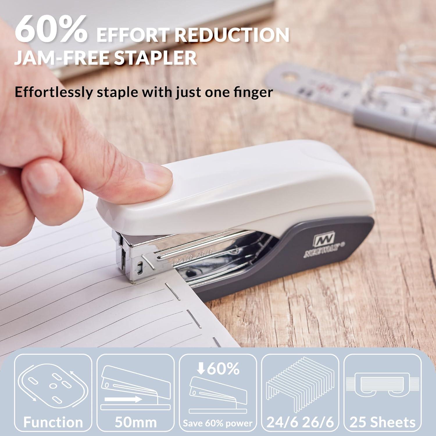 Grapadora NEEWAY Sin Esfuerzo 25 Hojas Blanca + 1000 Grapas