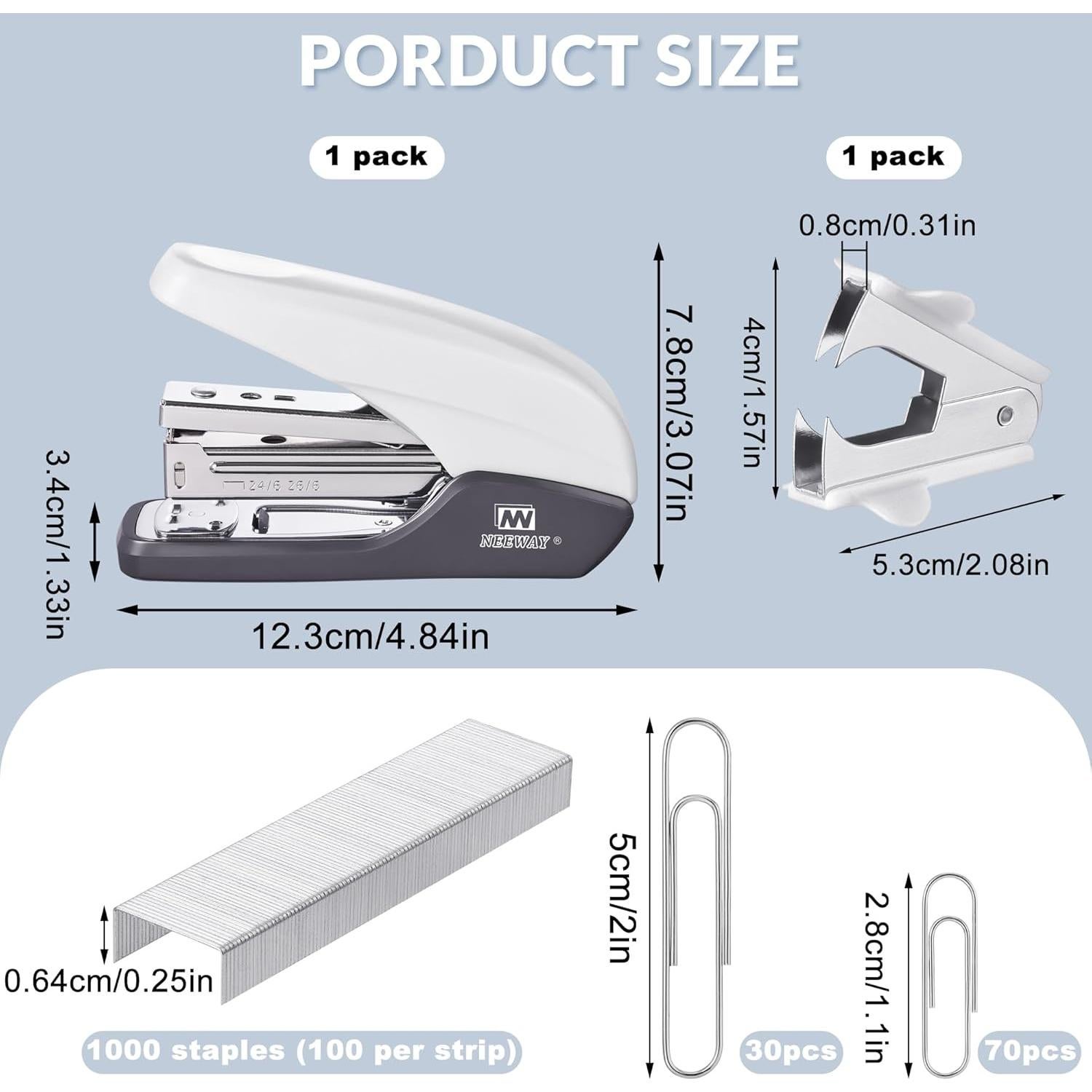 Grapadora NEEWAY Sin Esfuerzo 25 Hojas Blanca + 1000 Grapas