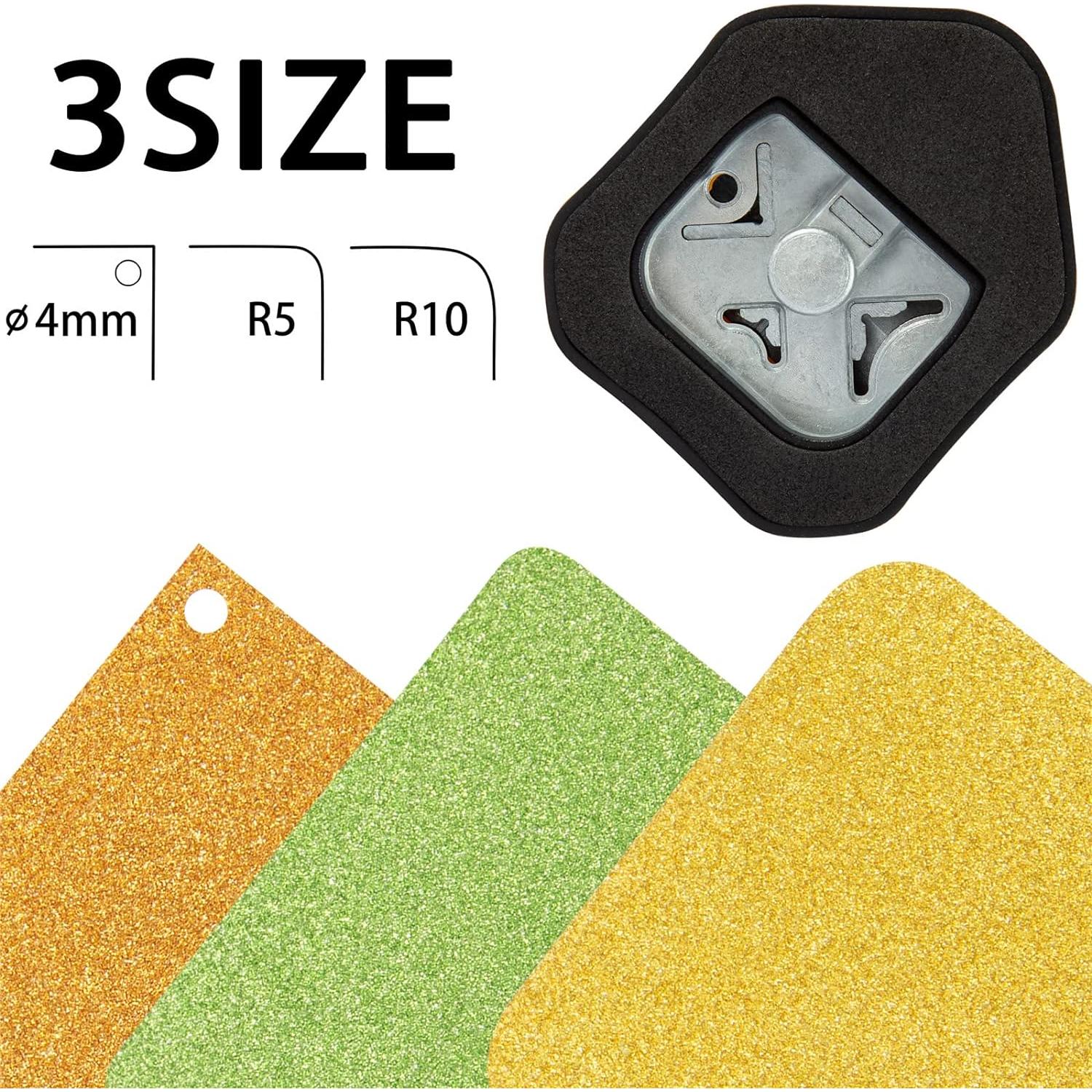 Perforadora de Esquinas 3 en 1 QIQQIKIN 4mm 7mm 10mm para Papel