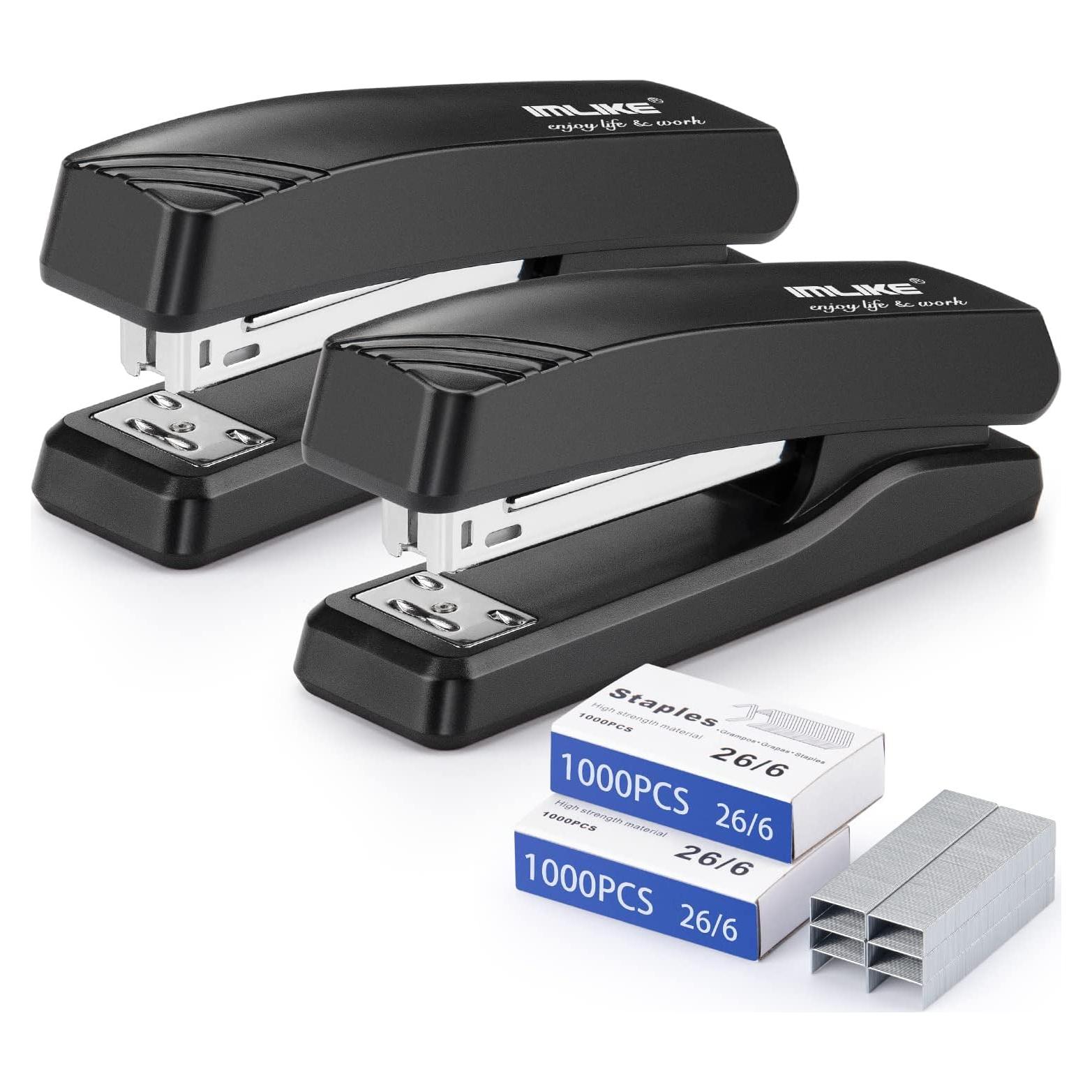 Grapadora de Oficina IMLIKE Negra con 2000 Grapas 25 Hojas