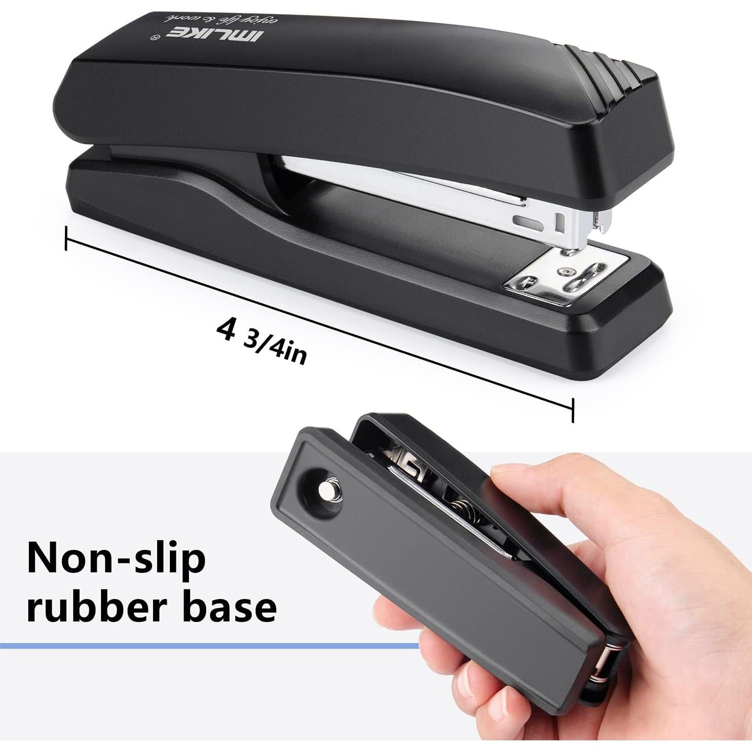 Grapadora de Oficina IMLIKE Negra con 2000 Grapas 25 Hojas