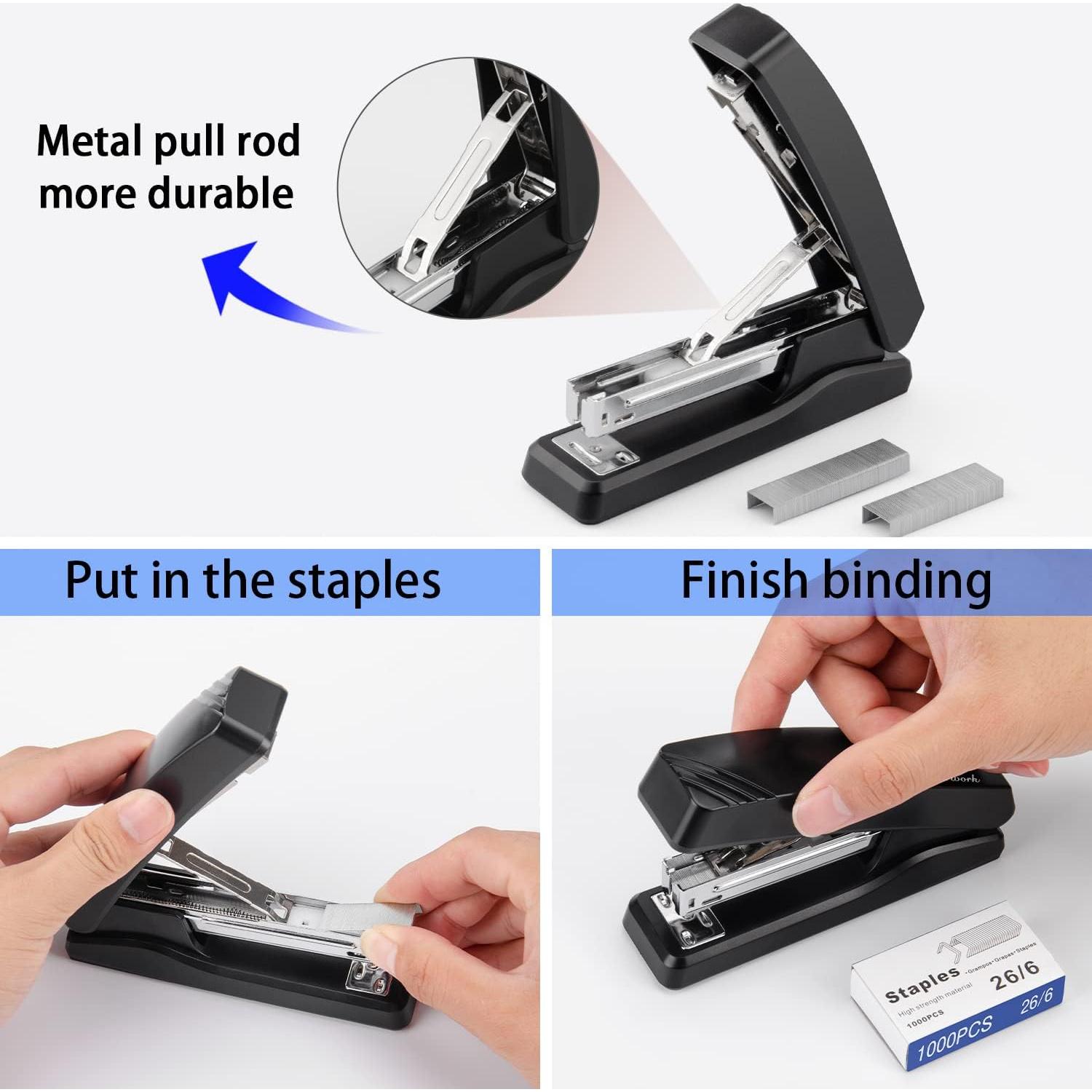 Grapadora de Oficina IMLIKE Negra con 2000 Grapas 25 Hojas