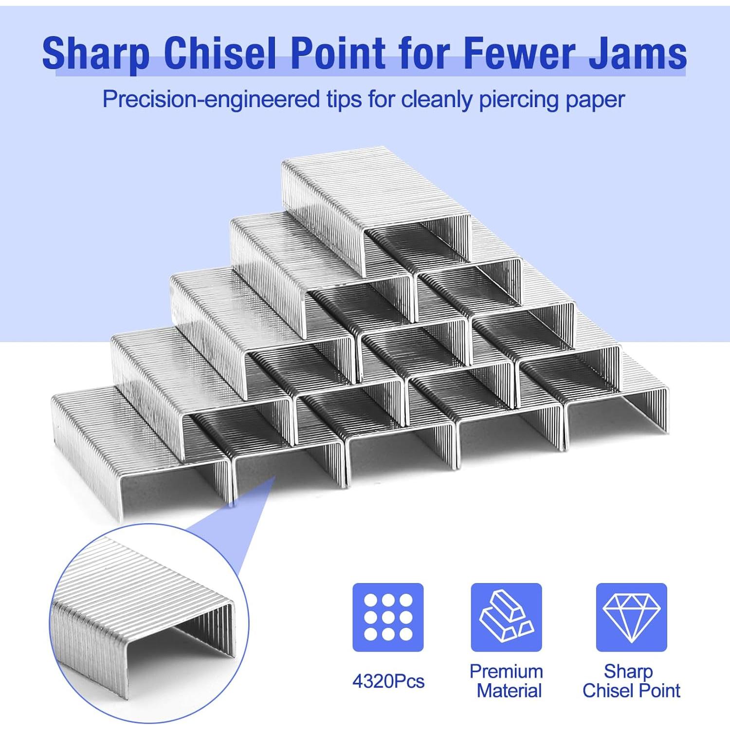 9 Mini Grapadoras Cabaubl con 4320 Grapas Estándar - Azul, Blanco, Negro