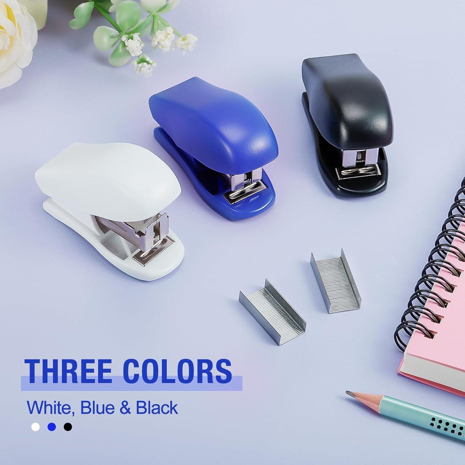 9 Mini Grapadoras Cabaubl con 4320 Grapas Estándar - Azul, Blanco, Negro