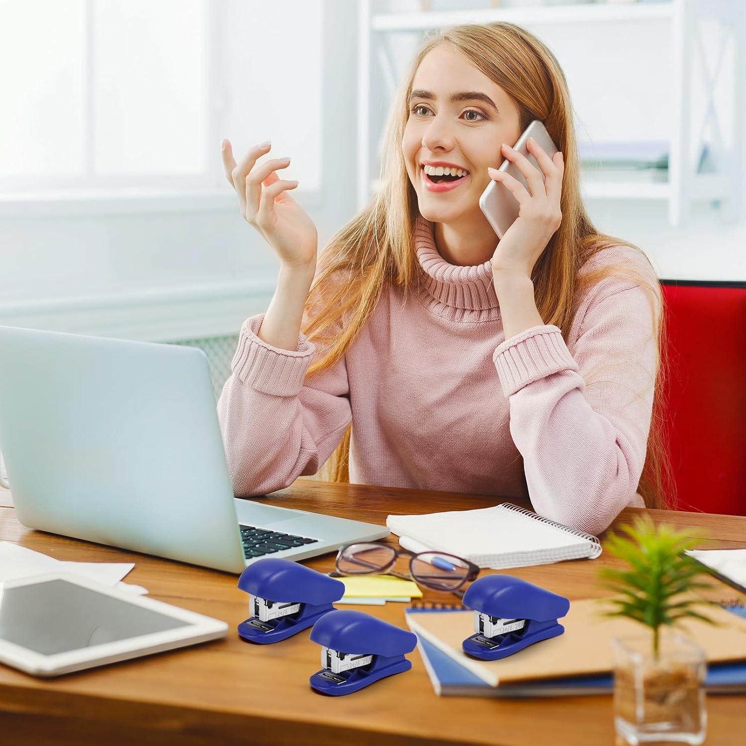 9 Mini Grapadoras Cabaubl con 4320 Grapas Estándar - Azul, Blanco, Negro