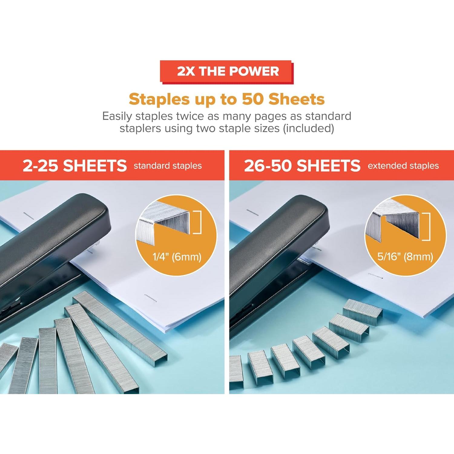 Grapadora Bostitch Titan Metal Negra 50 Hojas Sin Atascos