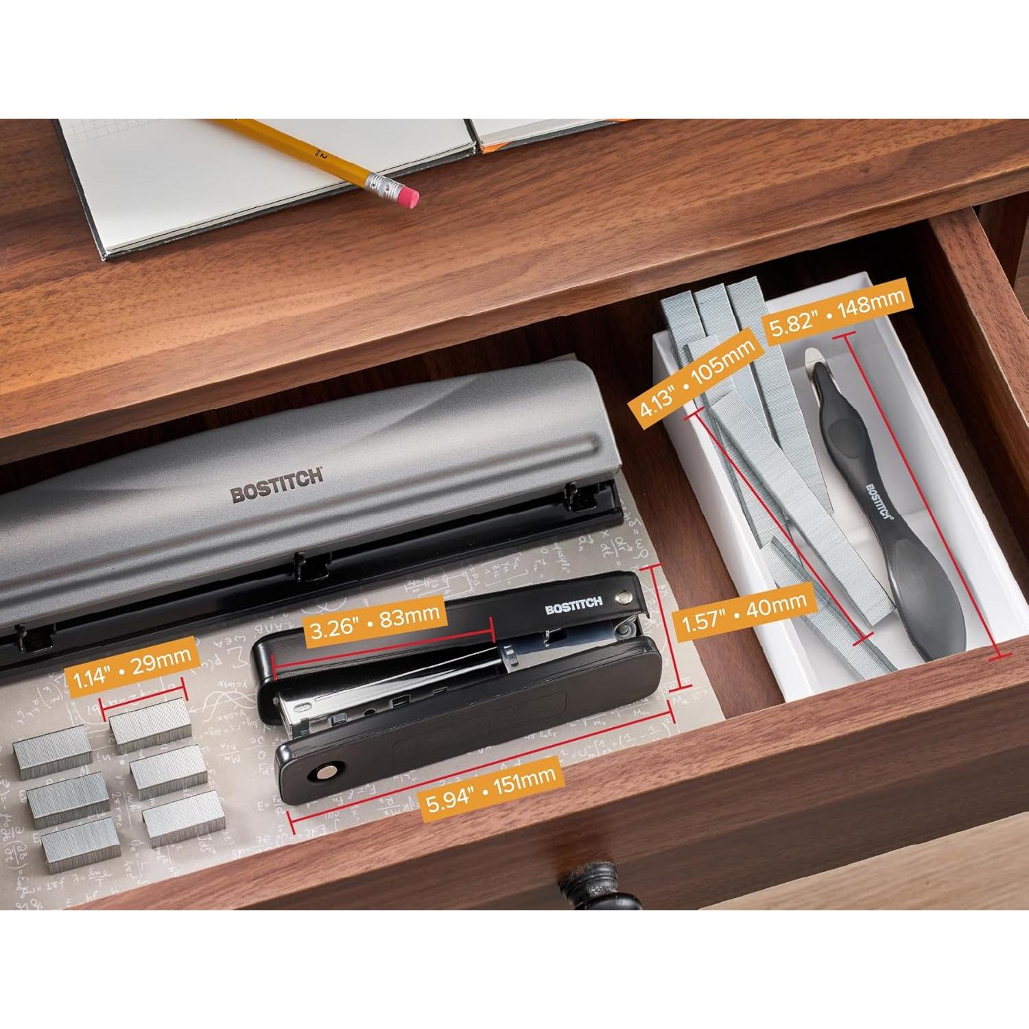 Grapadora Bostitch Titan Metal Negra 50 Hojas Sin Atascos