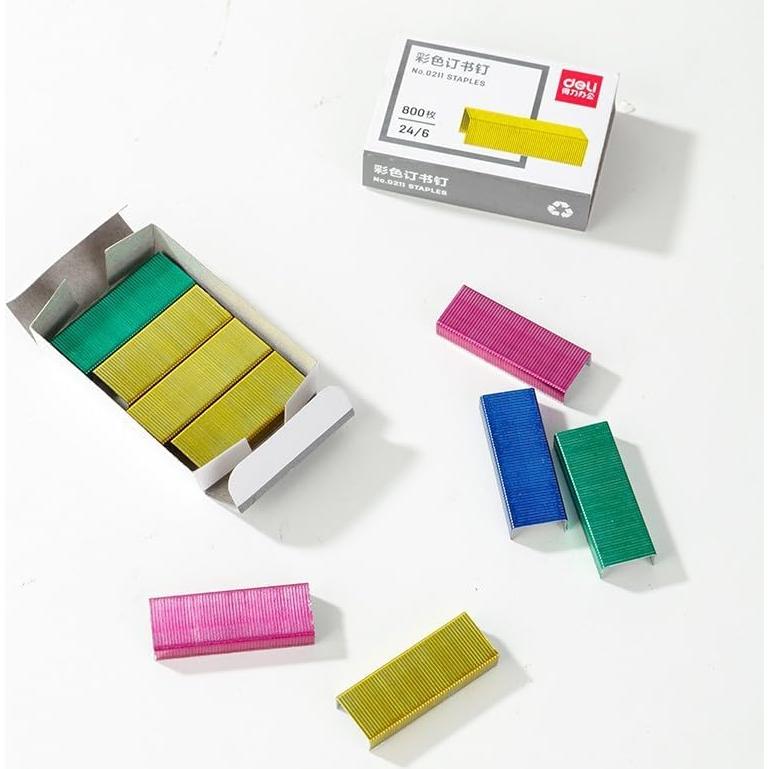 800 Grapas Coloridas Wentoenapp 24x6mm para Oficina y DIY