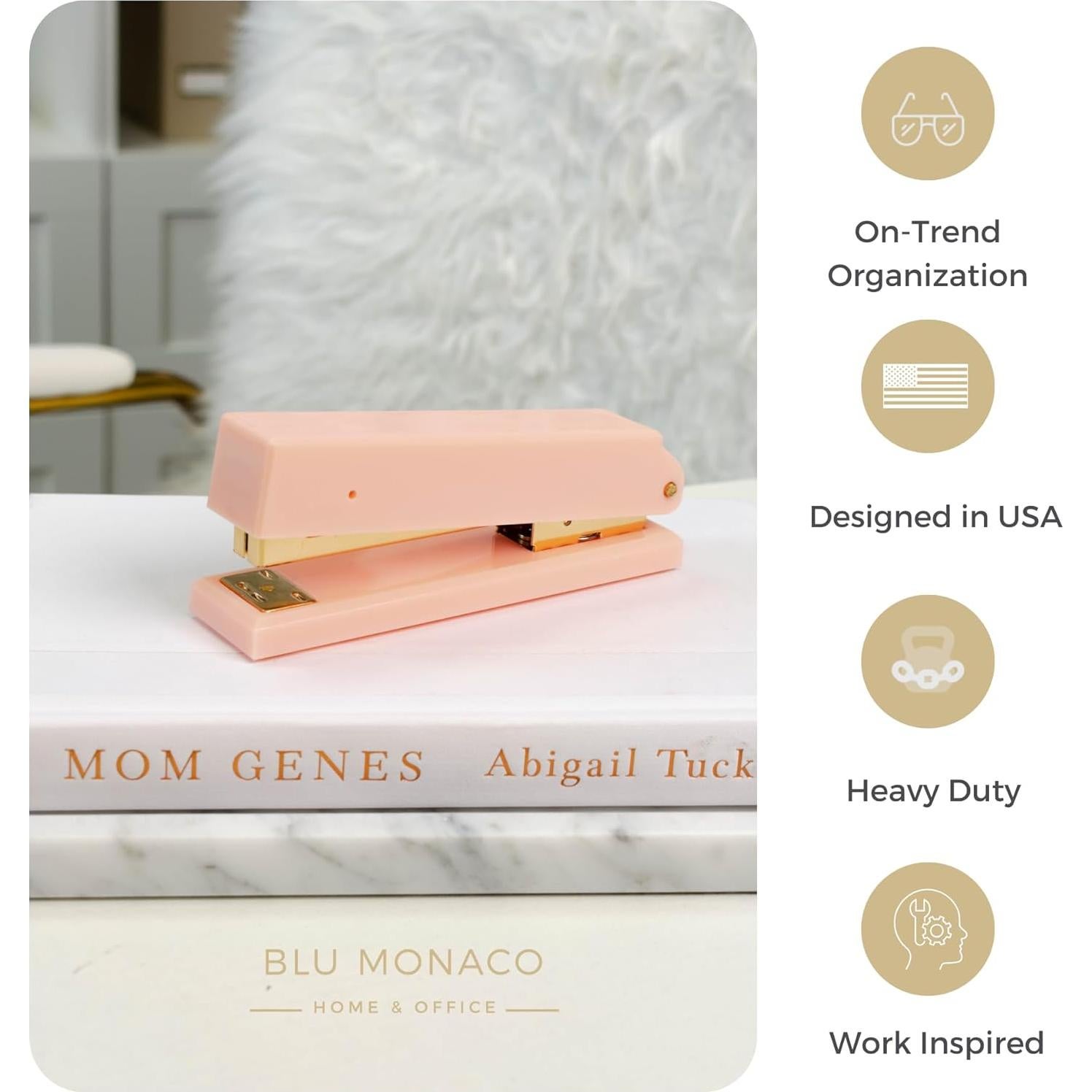 Grapadora de Escritorio Rosa Blu Monaco - Mecanismo de Metal Duradero