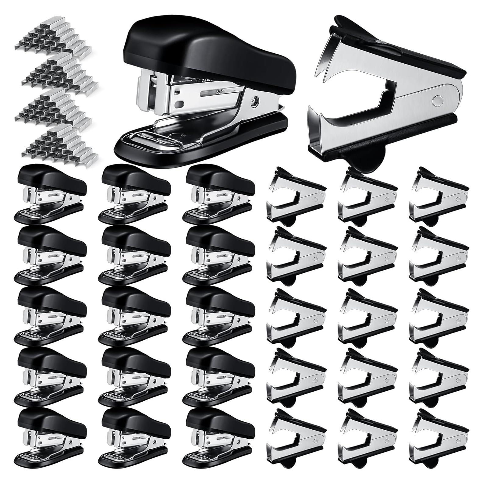 Paquete de 20 Mini Grapadoras Sherr con 15000 Grapas Negro