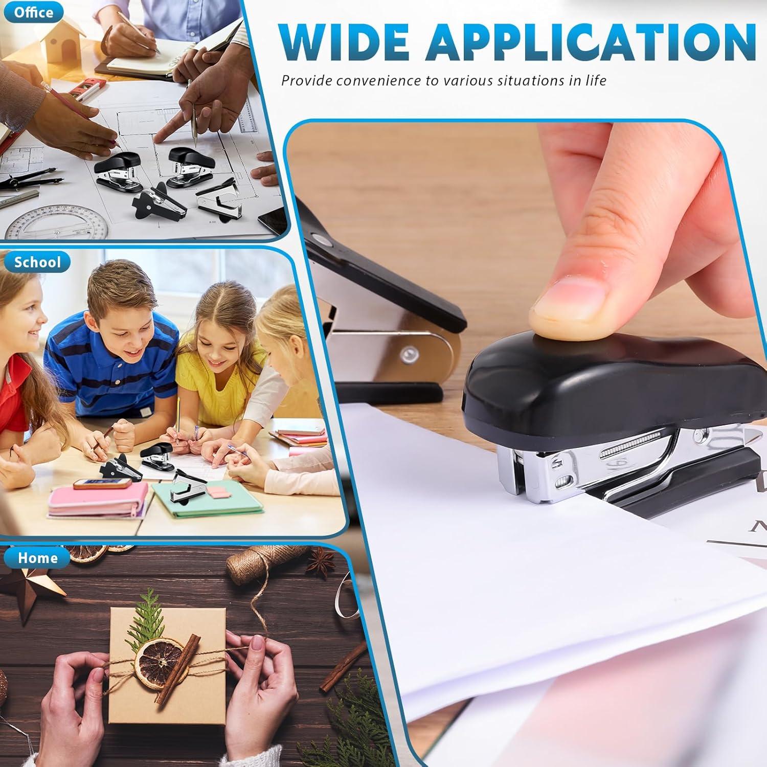 Paquete de 20 Mini Grapadoras Sherr con 15000 Grapas Negro