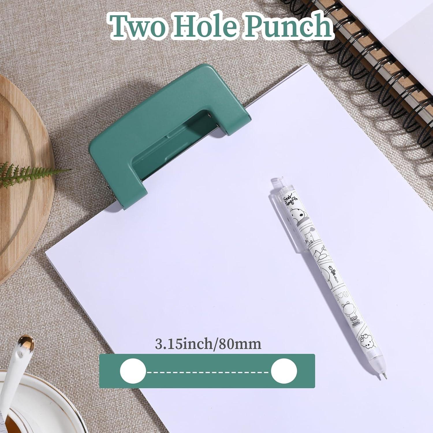 Perforadora de 2 Agujeros Jeqqinuz Verde para Carpeta - 10 Hojas