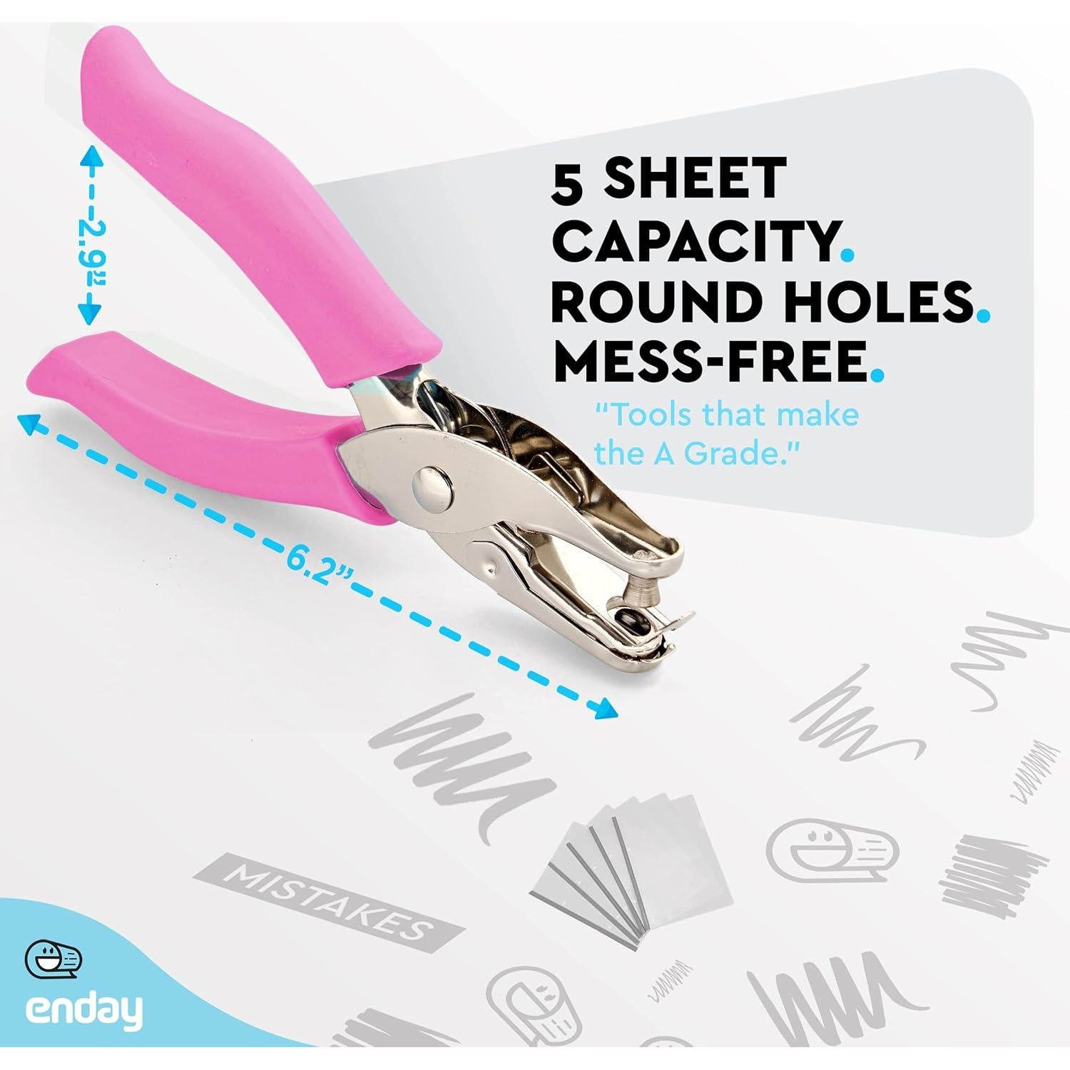 Perforadora de Papel Emraw 1 Agujero con Mango Acolchado - Paquete de 6