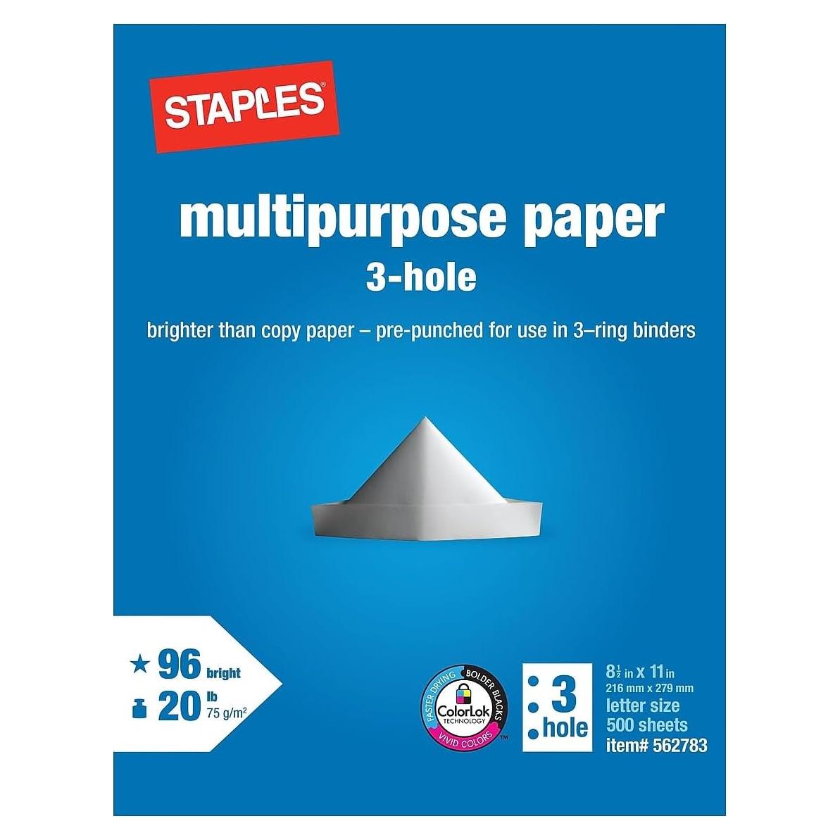 Papel Multifuncional Staples 21.6x27.9 cm Resma 500 Hojas