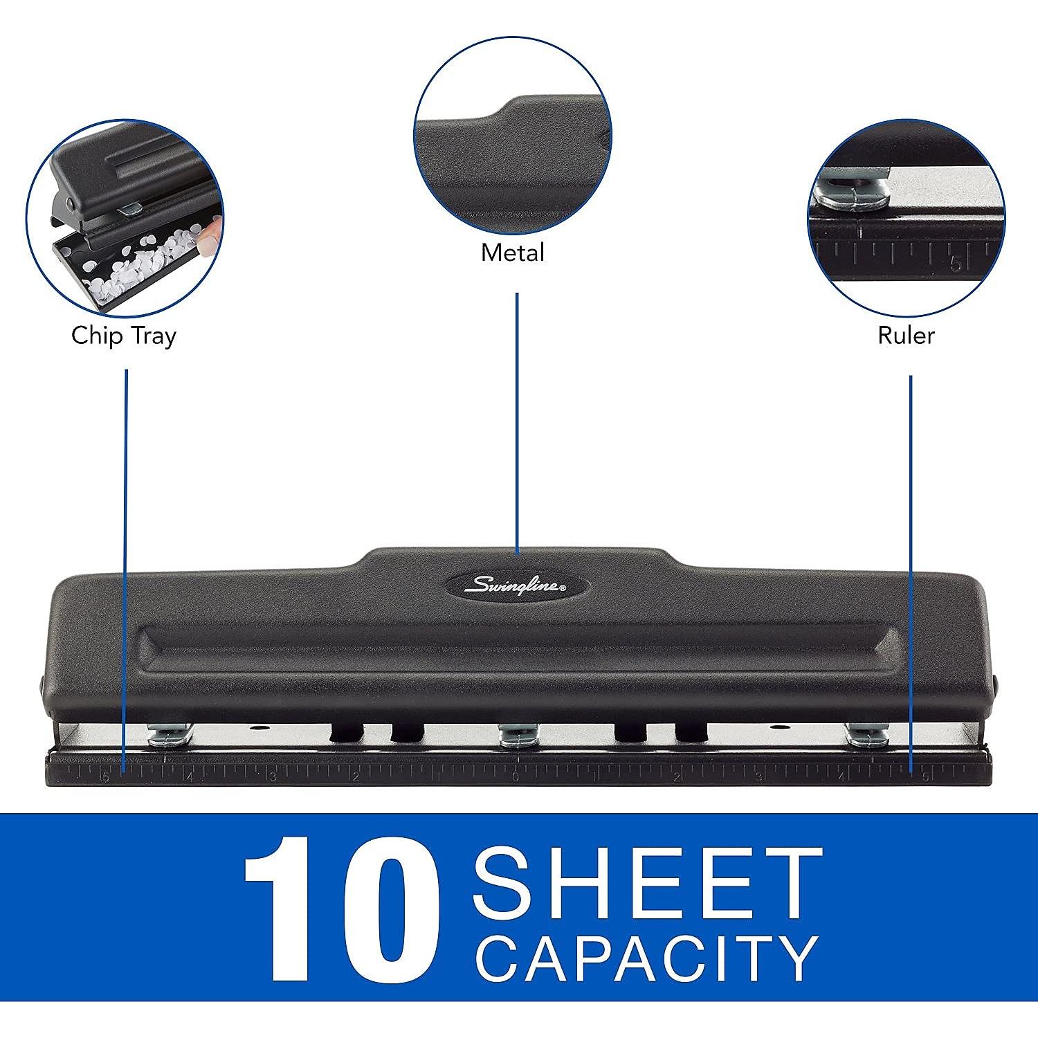 Perforadora Swingline A7074015K 3 Agujeros 10 Hojas Ajustable