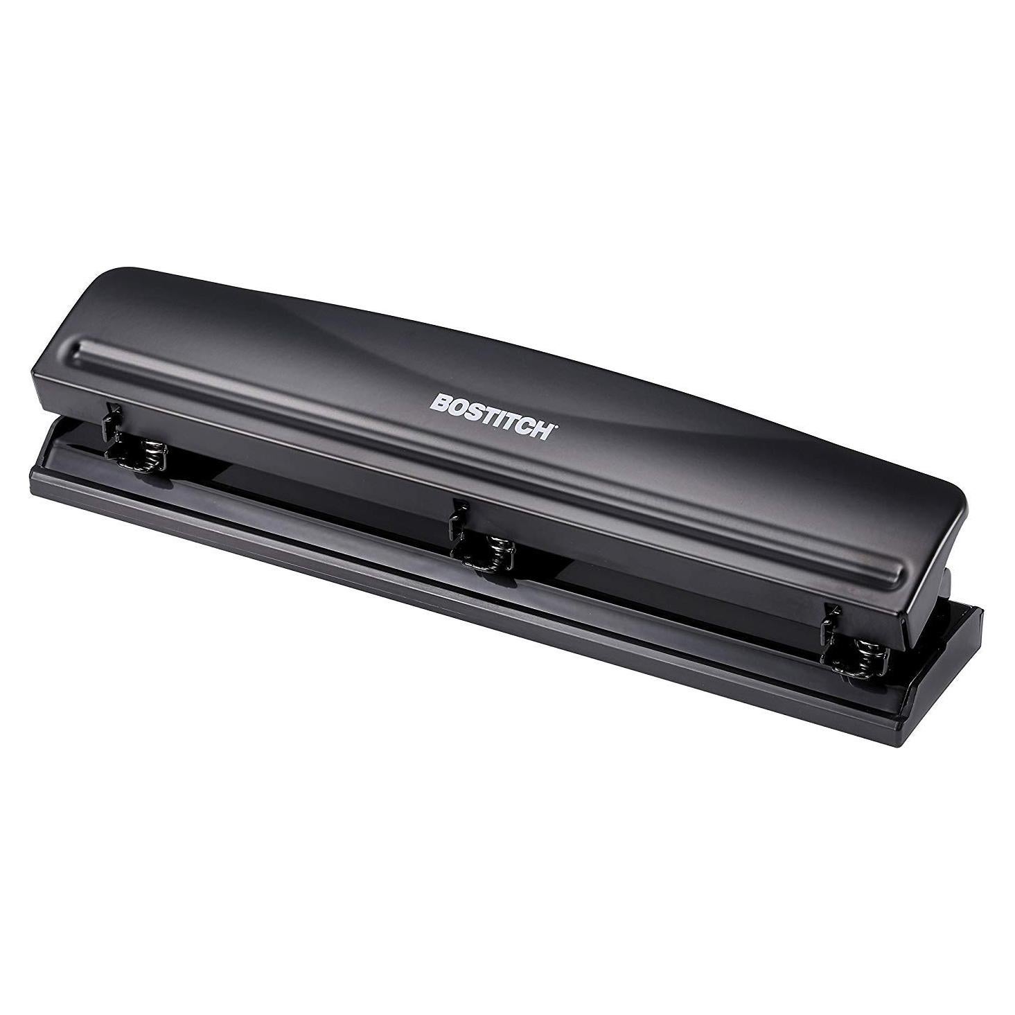Perforadora Bostitch 3 Agujeros Metal 12 Hojas Negro