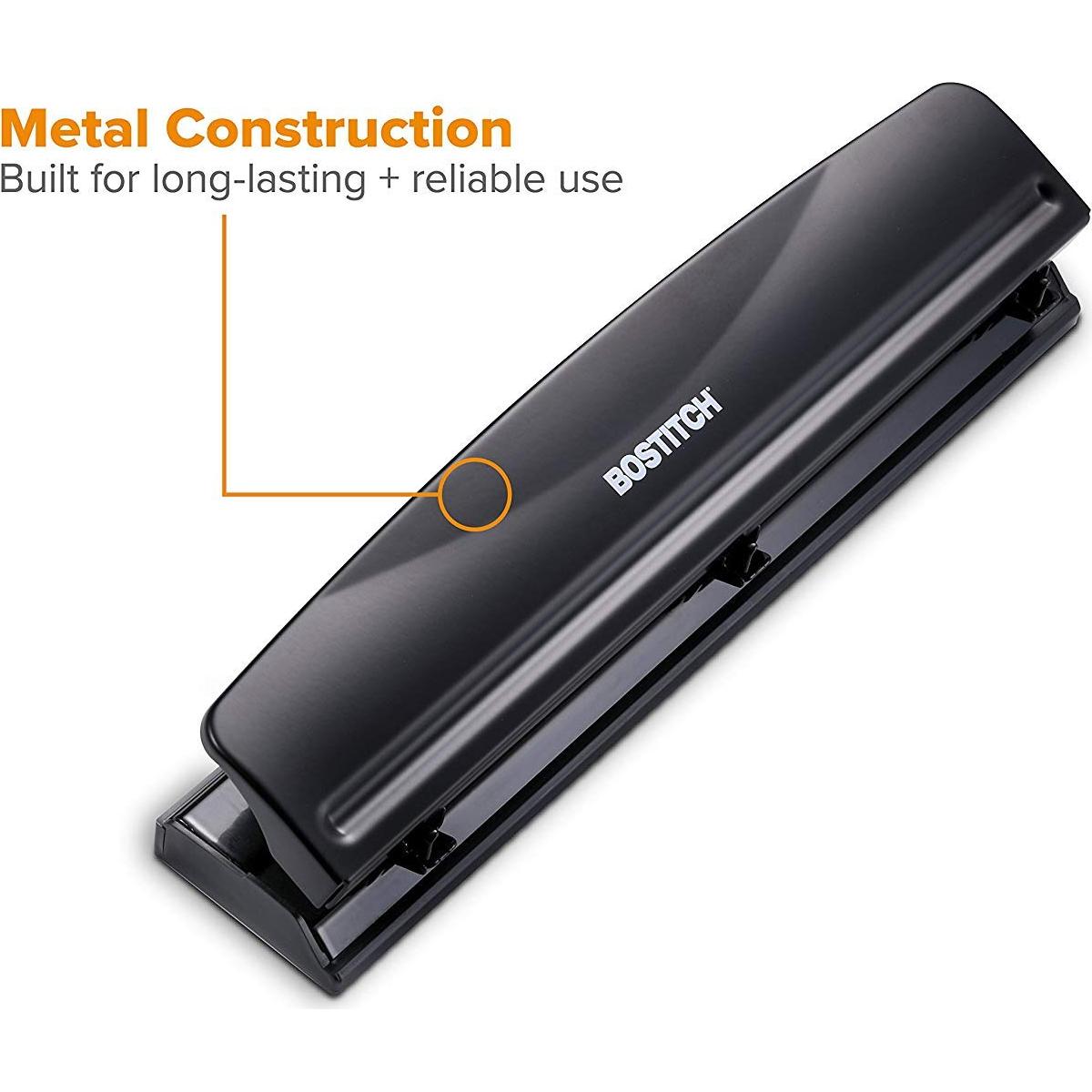 Perforadora Bostitch 3 Agujeros Metal 12 Hojas Negro