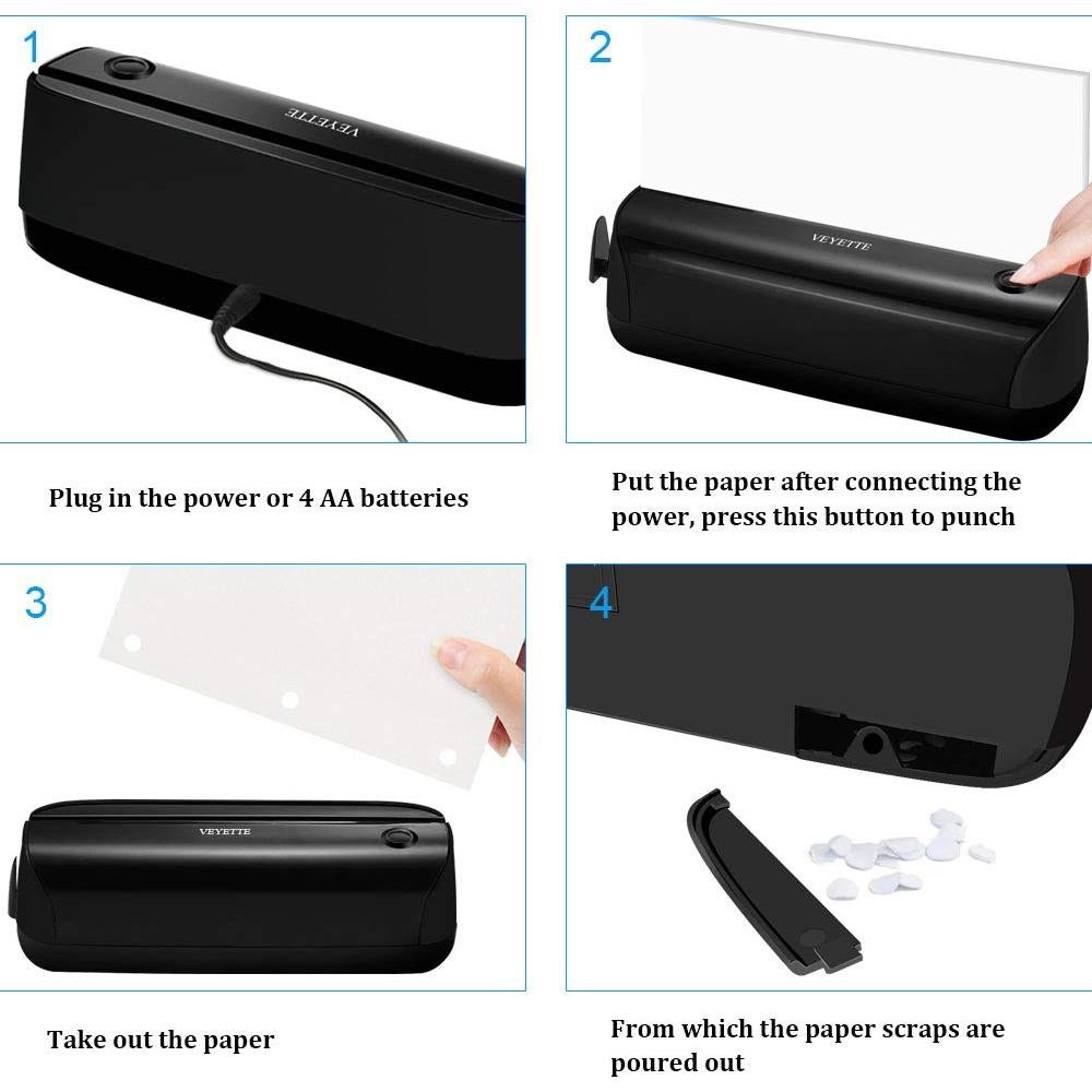 Perforadora Eléctrica de Papel VEYETTE 3 Agujeros 20 Hojas