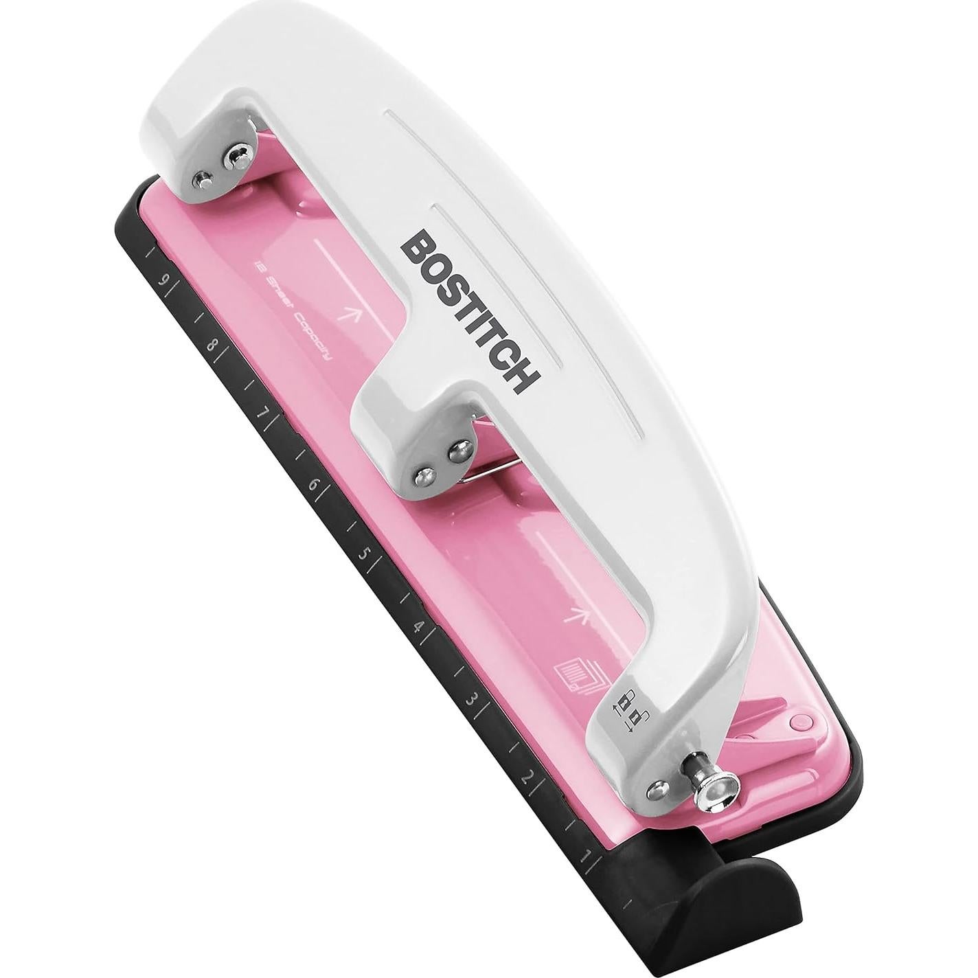 Perforadora PaperPro inCOURAGE 12 Hojas Rosa, Tecnología EZ Squeeze