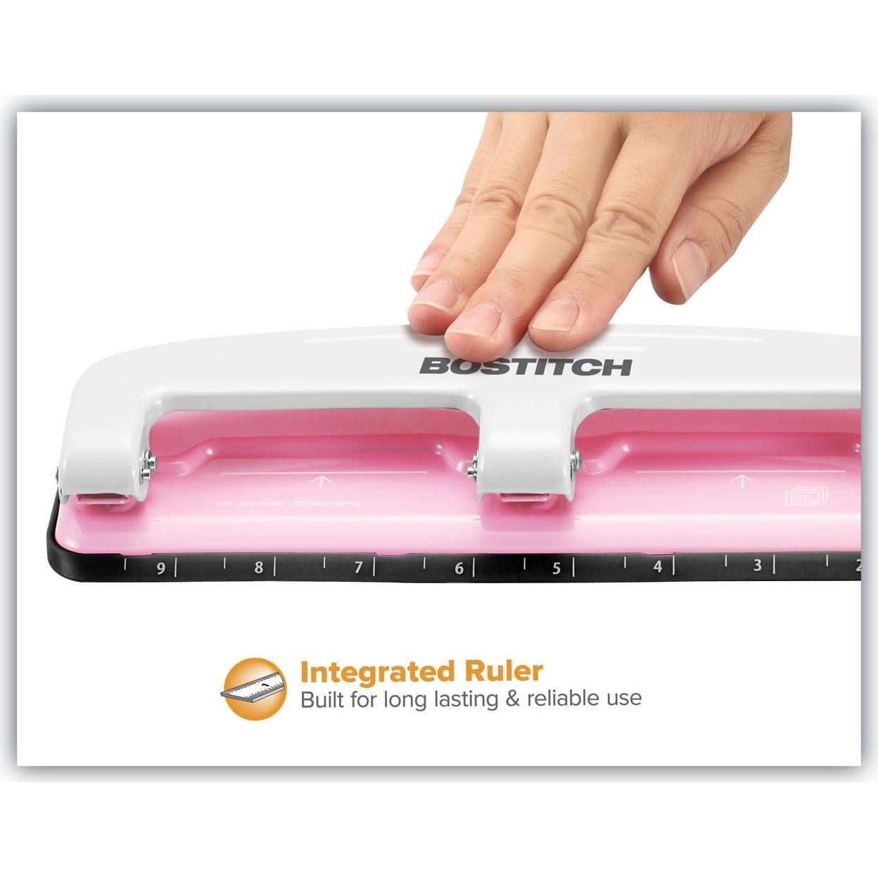 Perforadora PaperPro inCOURAGE 12 Hojas Rosa, Tecnología EZ Squeeze