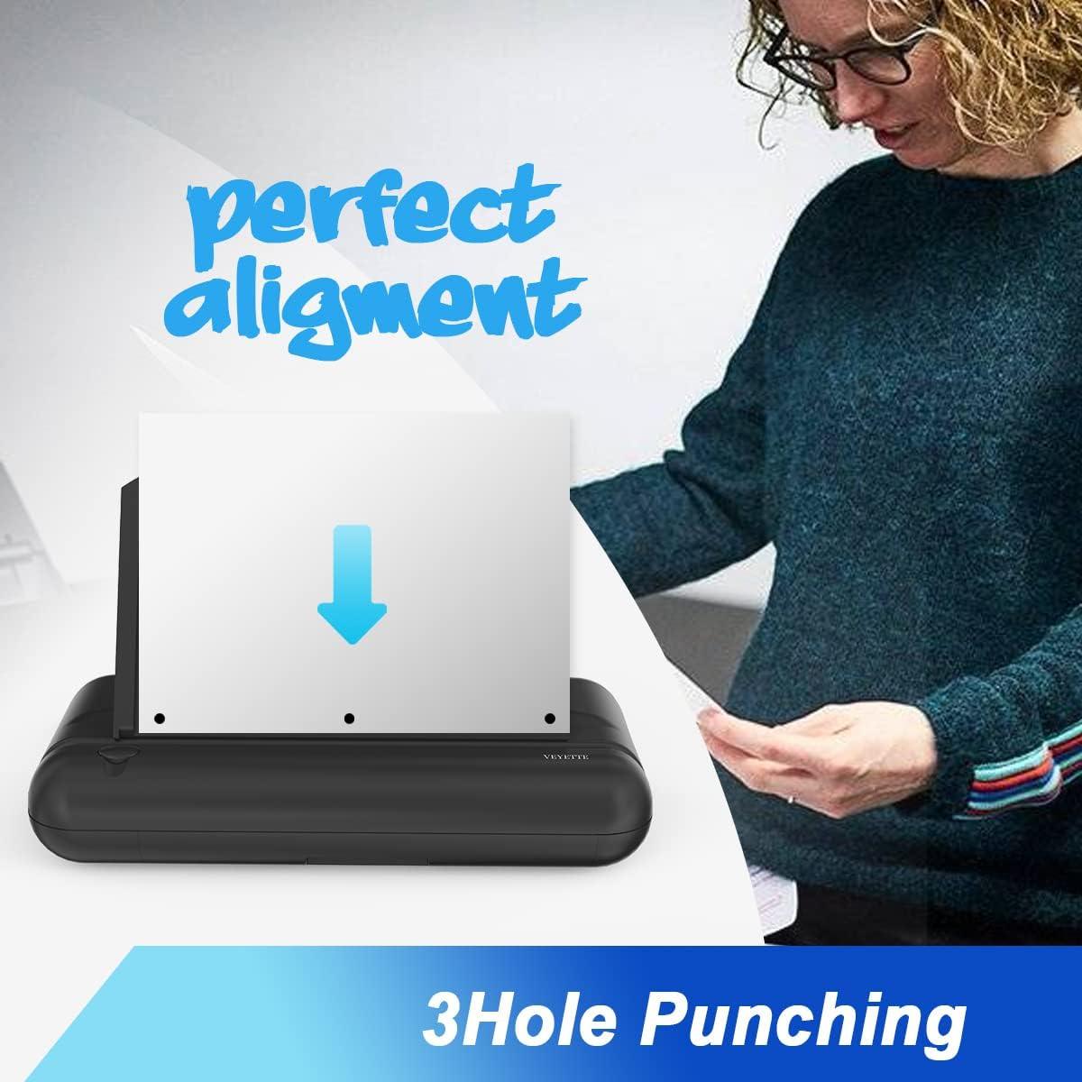 Perforadora Eléctrica VEYETTE 3 Agujeros 30 Hojas Negro