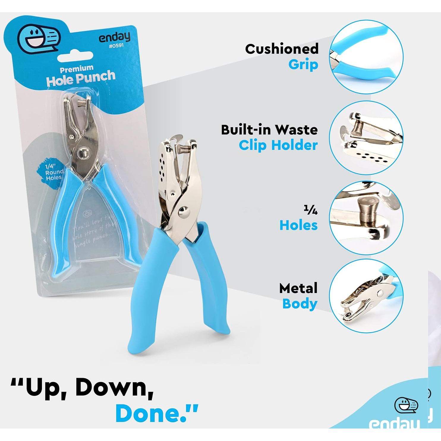 Perforadora de Un Solo Orificio Enday Azul 0.64 cm con Contenedor