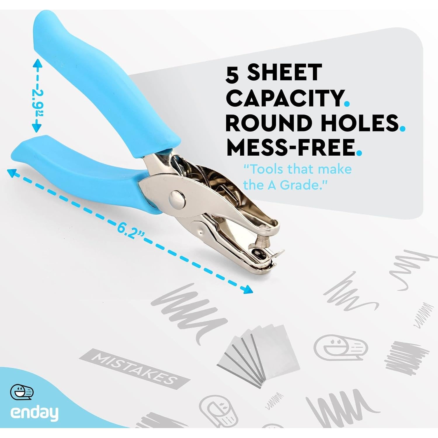 Perforadora de Un Solo Orificio Enday Azul 0.64 cm con Contenedor