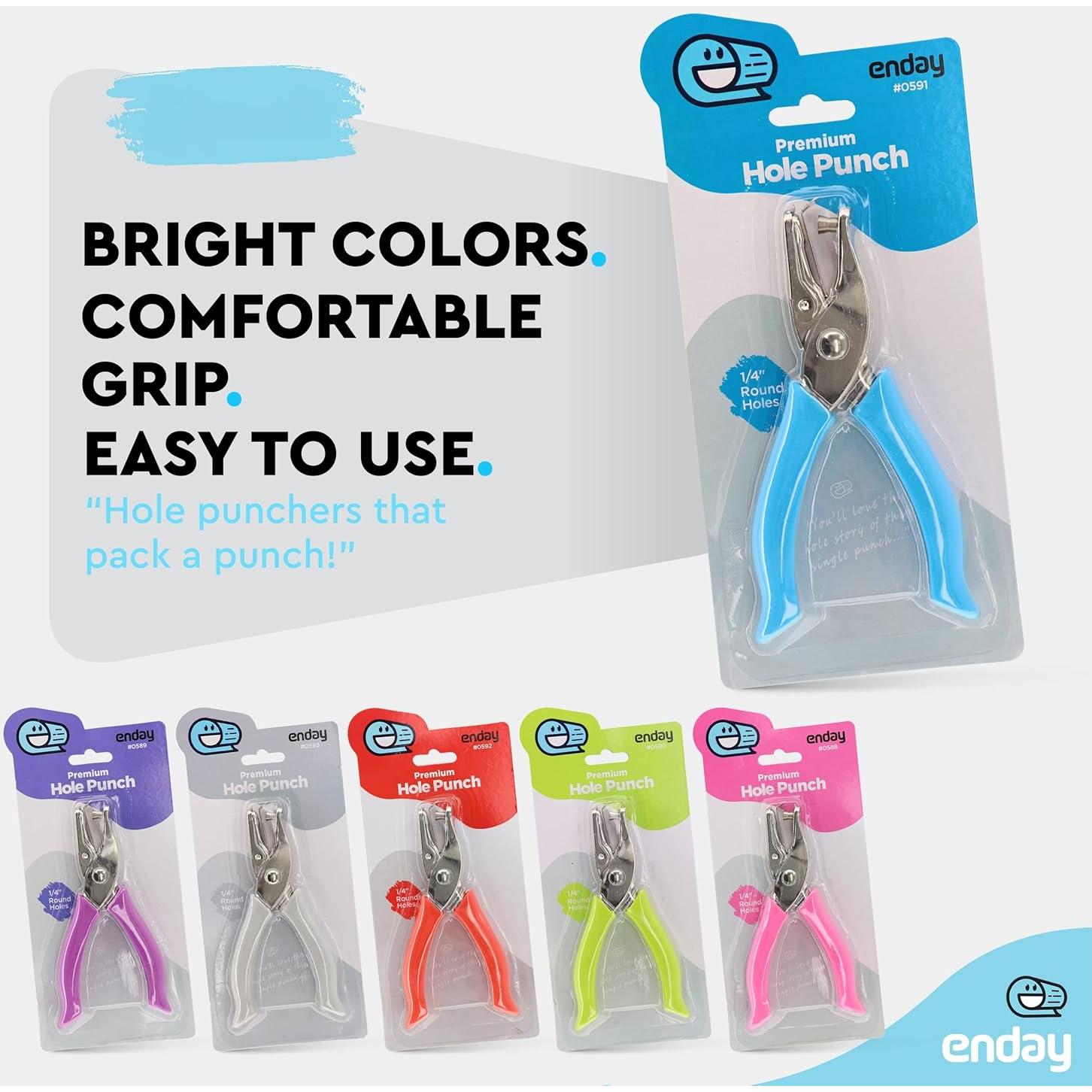 Perforadora de Un Solo Orificio Enday Azul 0.64 cm con Contenedor