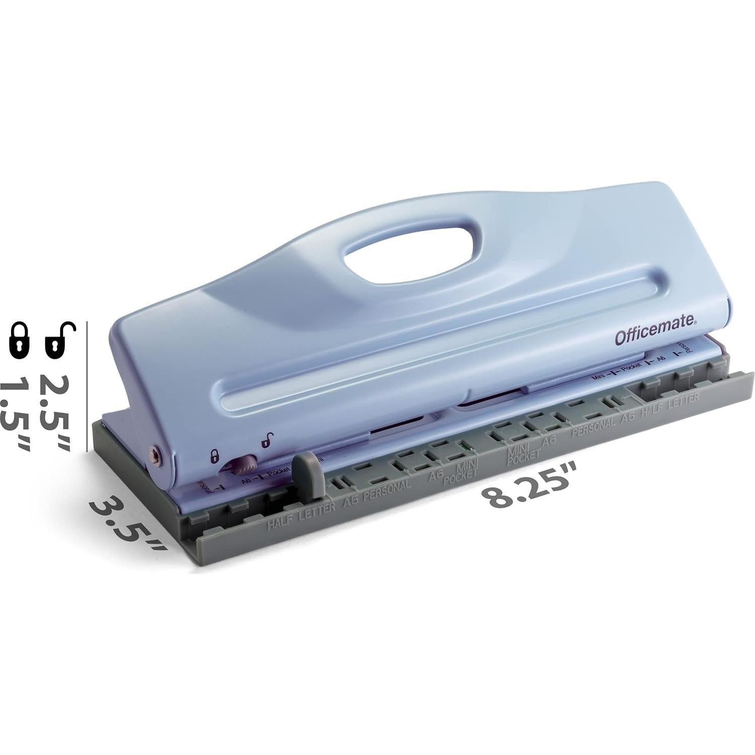 Perforadora Ajustable Officemate 6 Agujeros Azul 0.64 kg