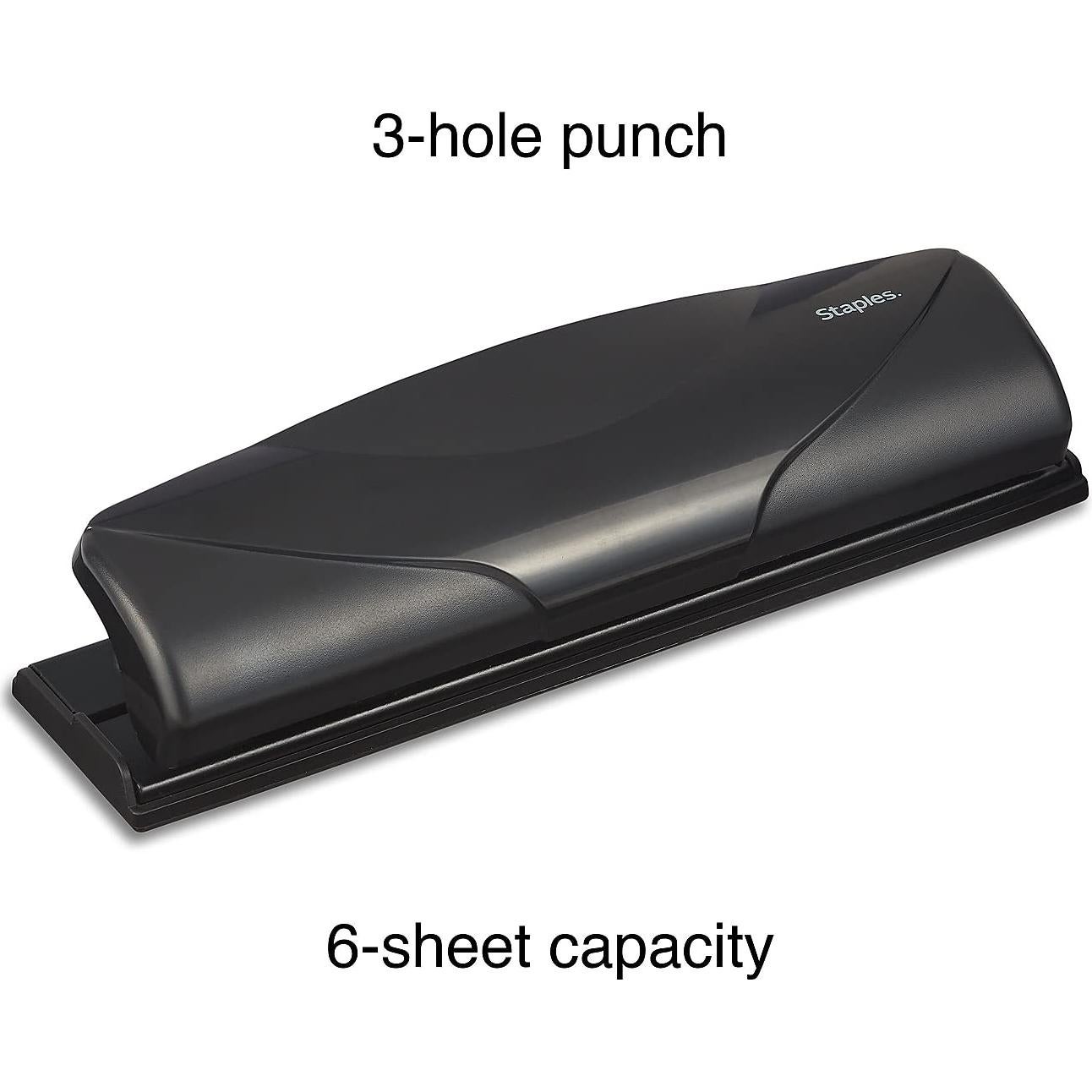 Perforadora Mini 3 Agujeros Staples 6 Hojas Negra