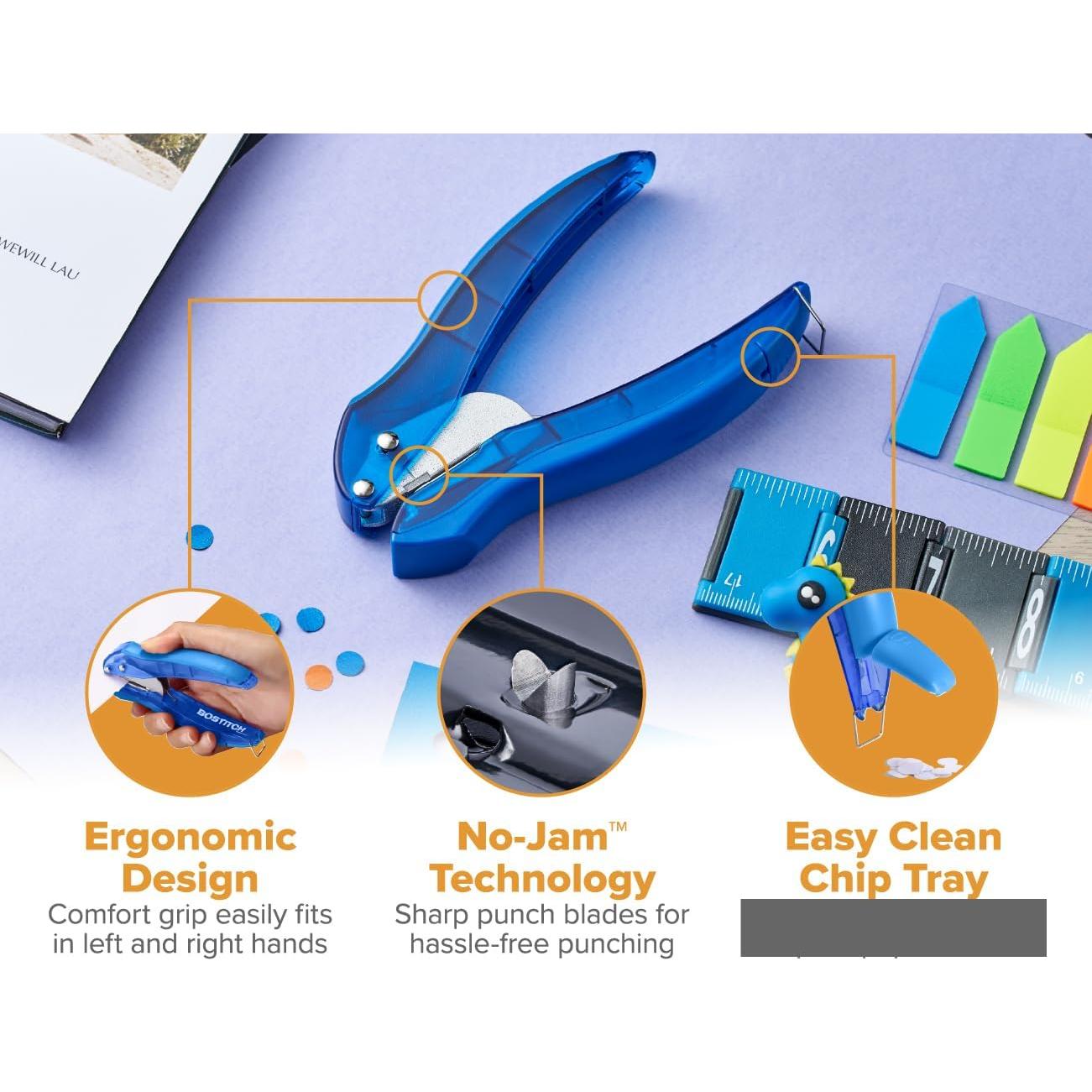 Perforadora Bostitch EZ Squeeze 1 Agujero - Paquete de 3, 10 Hojas