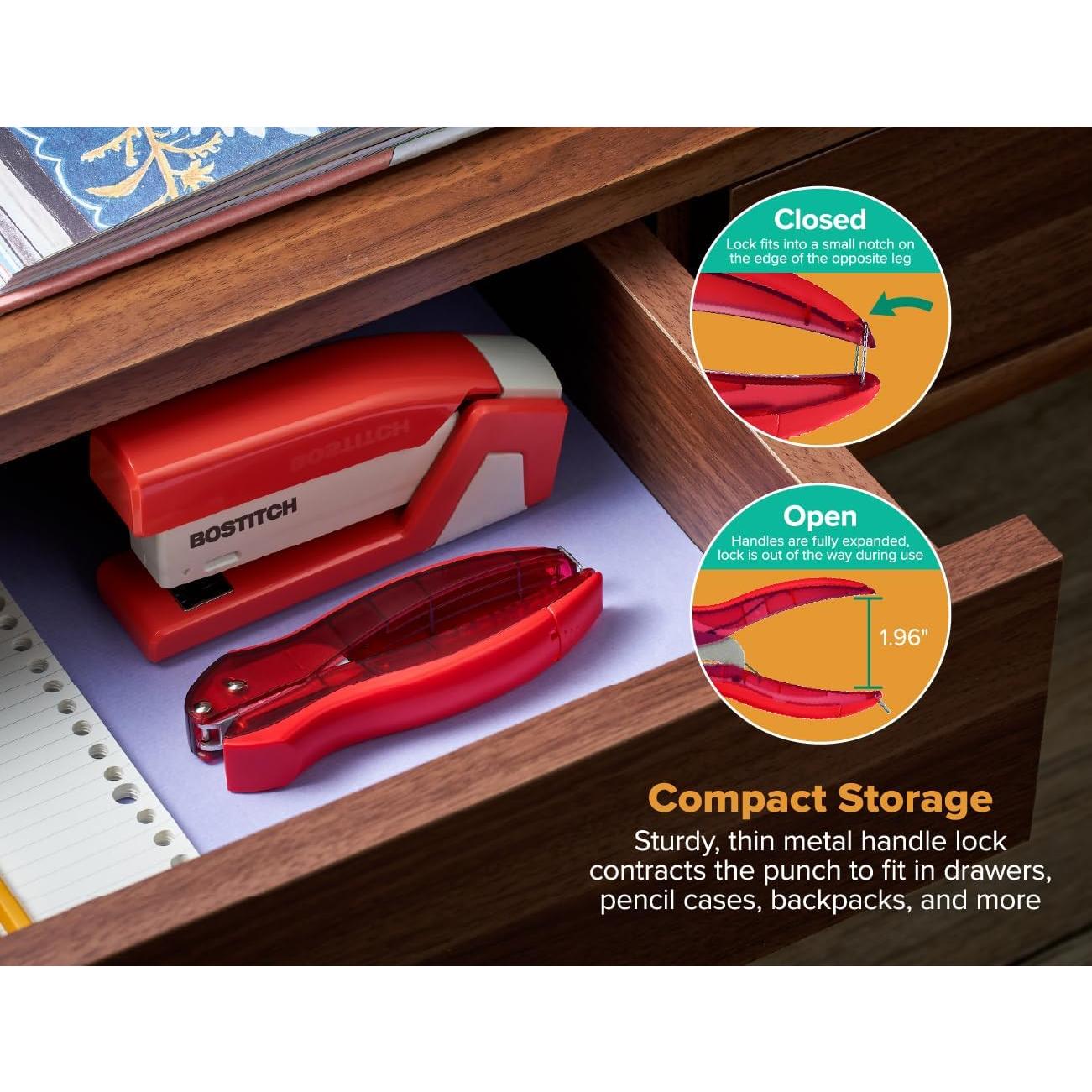 Perforadora Bostitch EZ Squeeze 1 Agujero - Paquete de 3, 10 Hojas