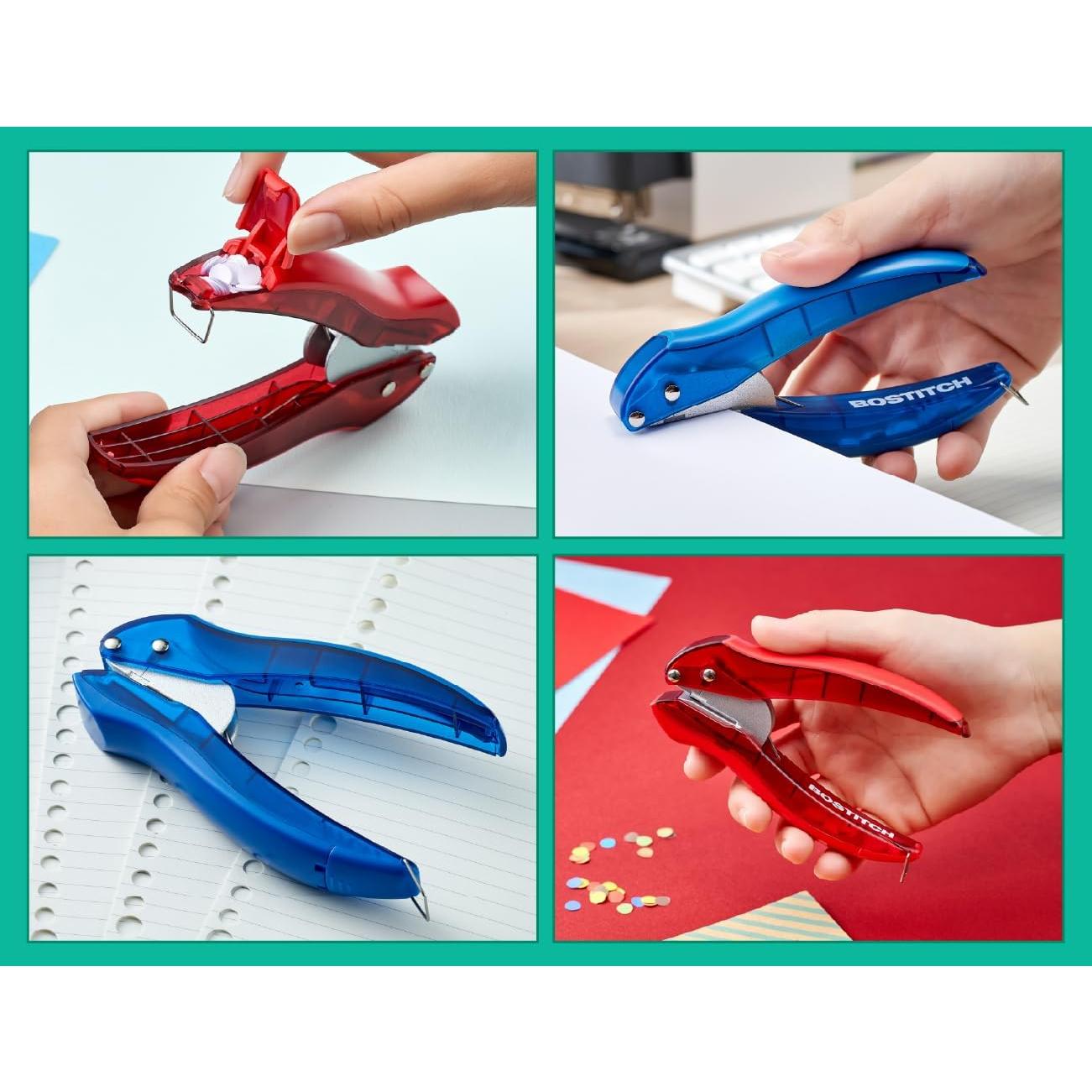 Perforadora Bostitch EZ Squeeze 1 Agujero - Paquete de 3, 10 Hojas