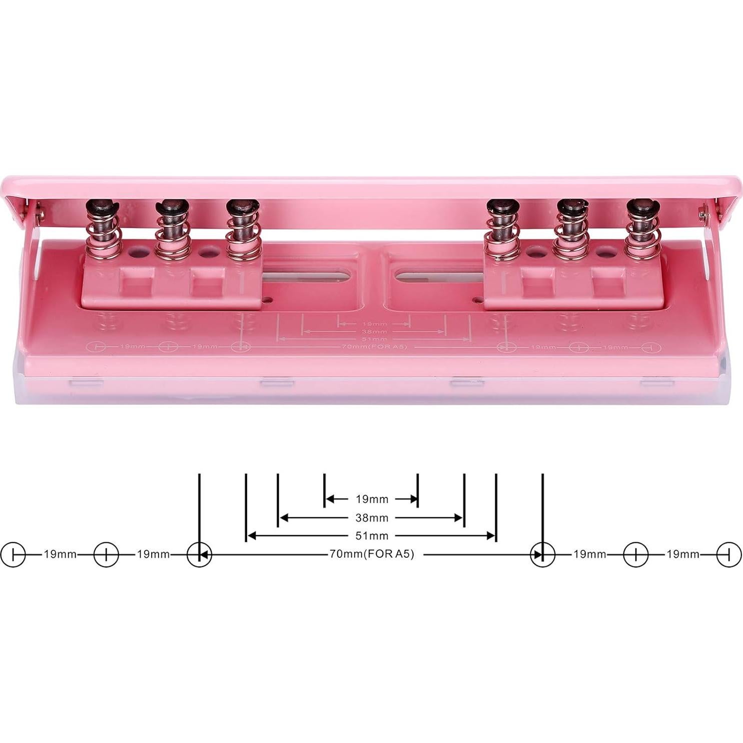 Perforadora de 6 Agujeros WORKLION Ajustable Rosa para A4/A5/A6