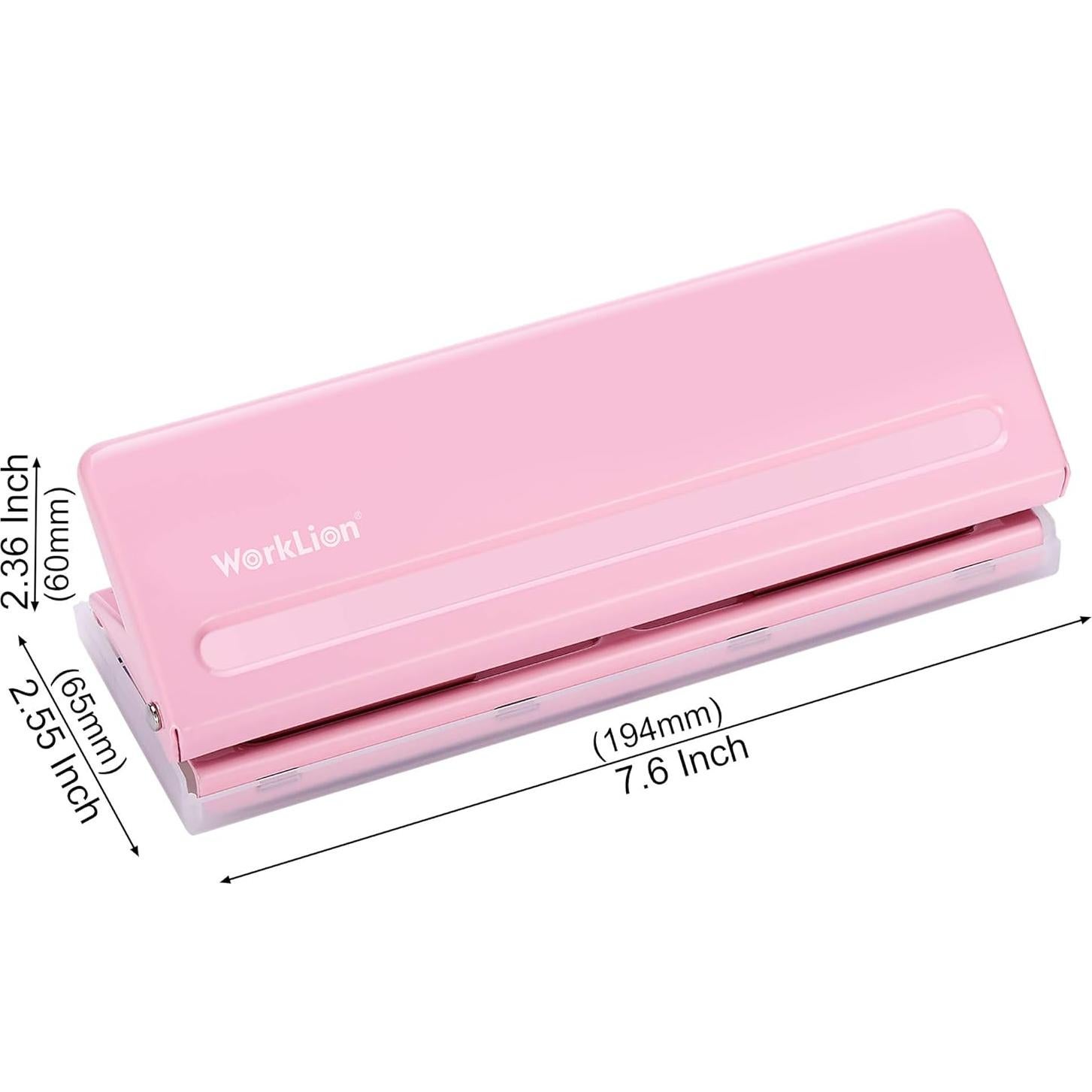 Perforadora de 6 Agujeros WORKLION Ajustable Rosa para A4/A5/A6