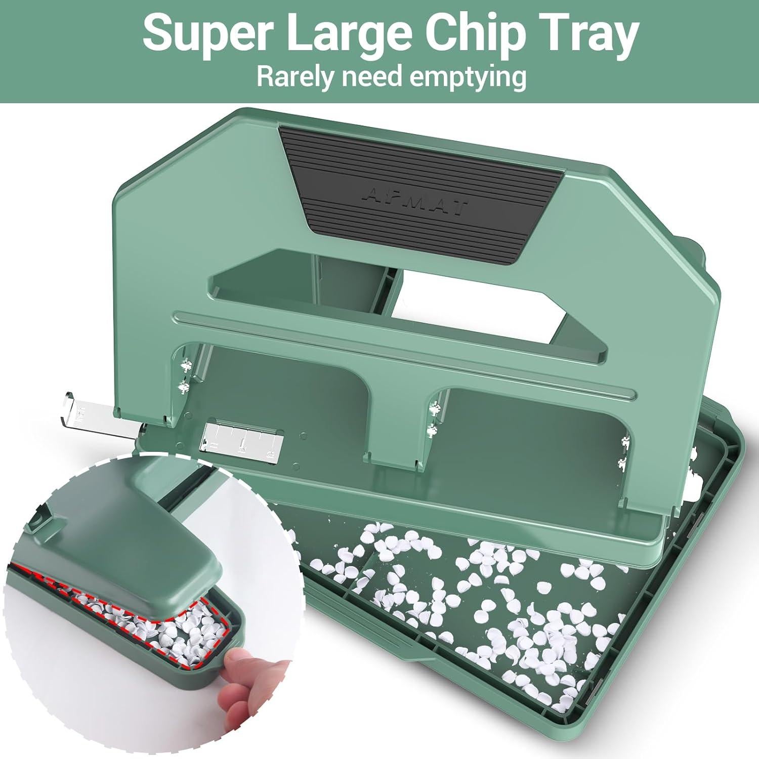 Perforadora de 3 Agujeros AFMAT Verde - 40 Hojas, Metal Resistente