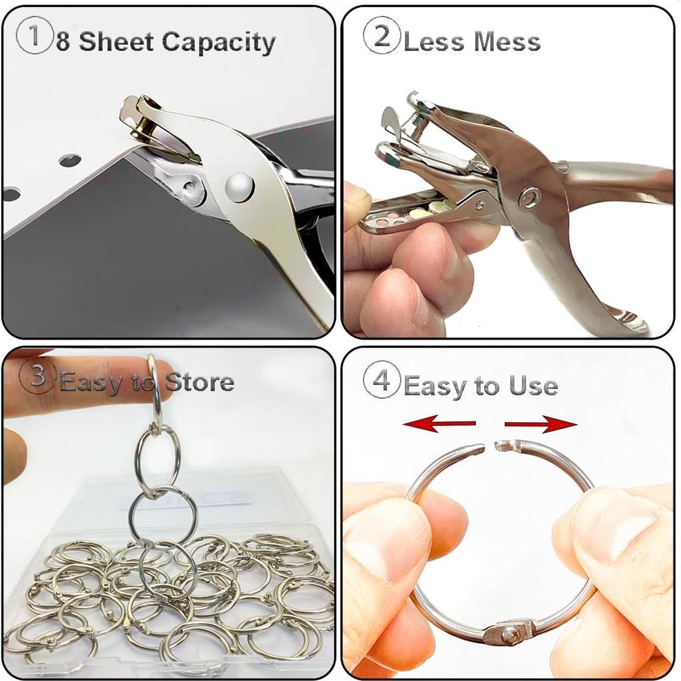 Paquete 2 Perforadoras Vfrikor + 20 Anillos Encuadernación