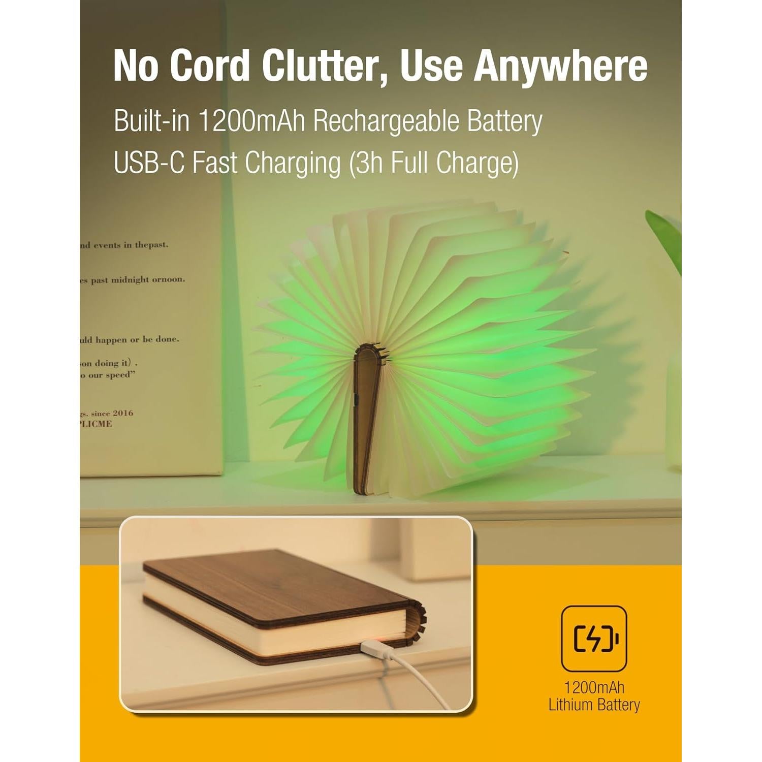 Lámpara de Libro Portátil ZBOLE 12 Colores Control Remoto