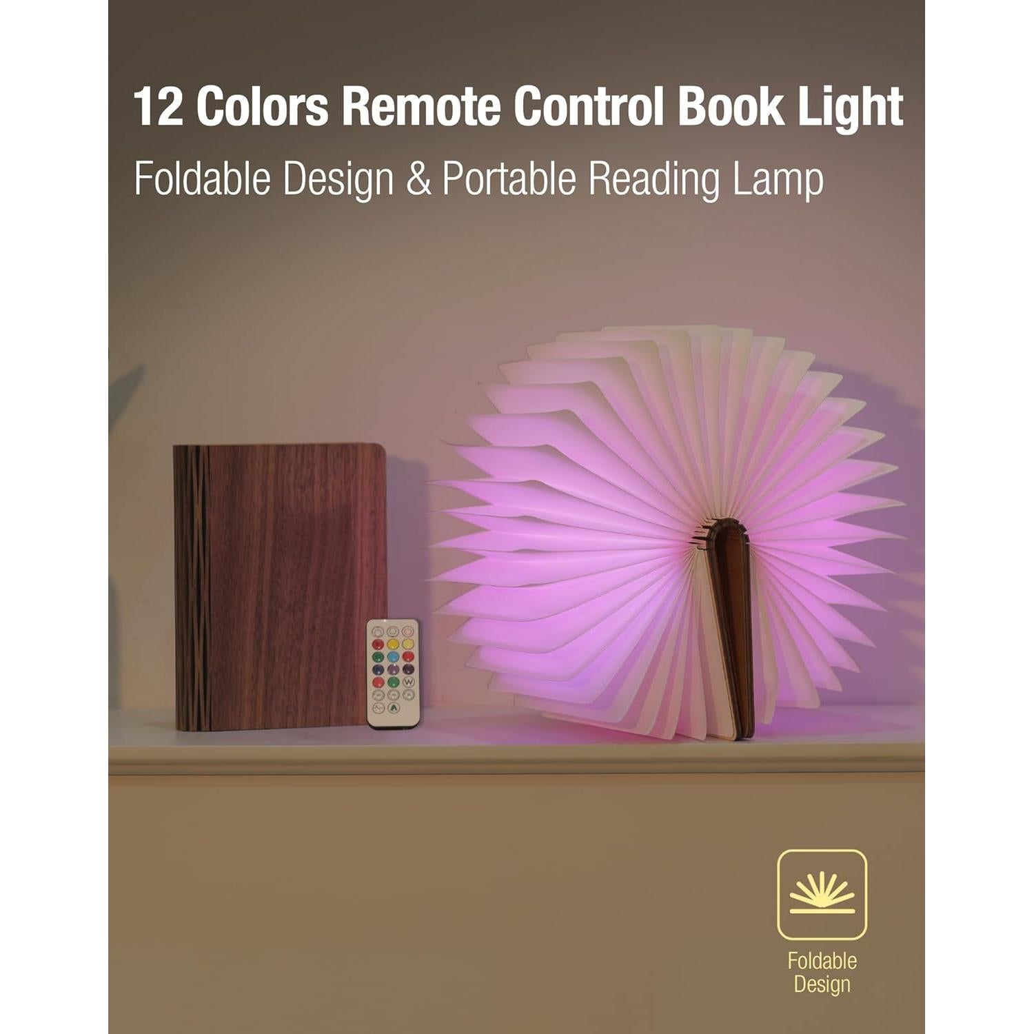 Lámpara de Libro Portátil ZBOLE 12 Colores Control Remoto
