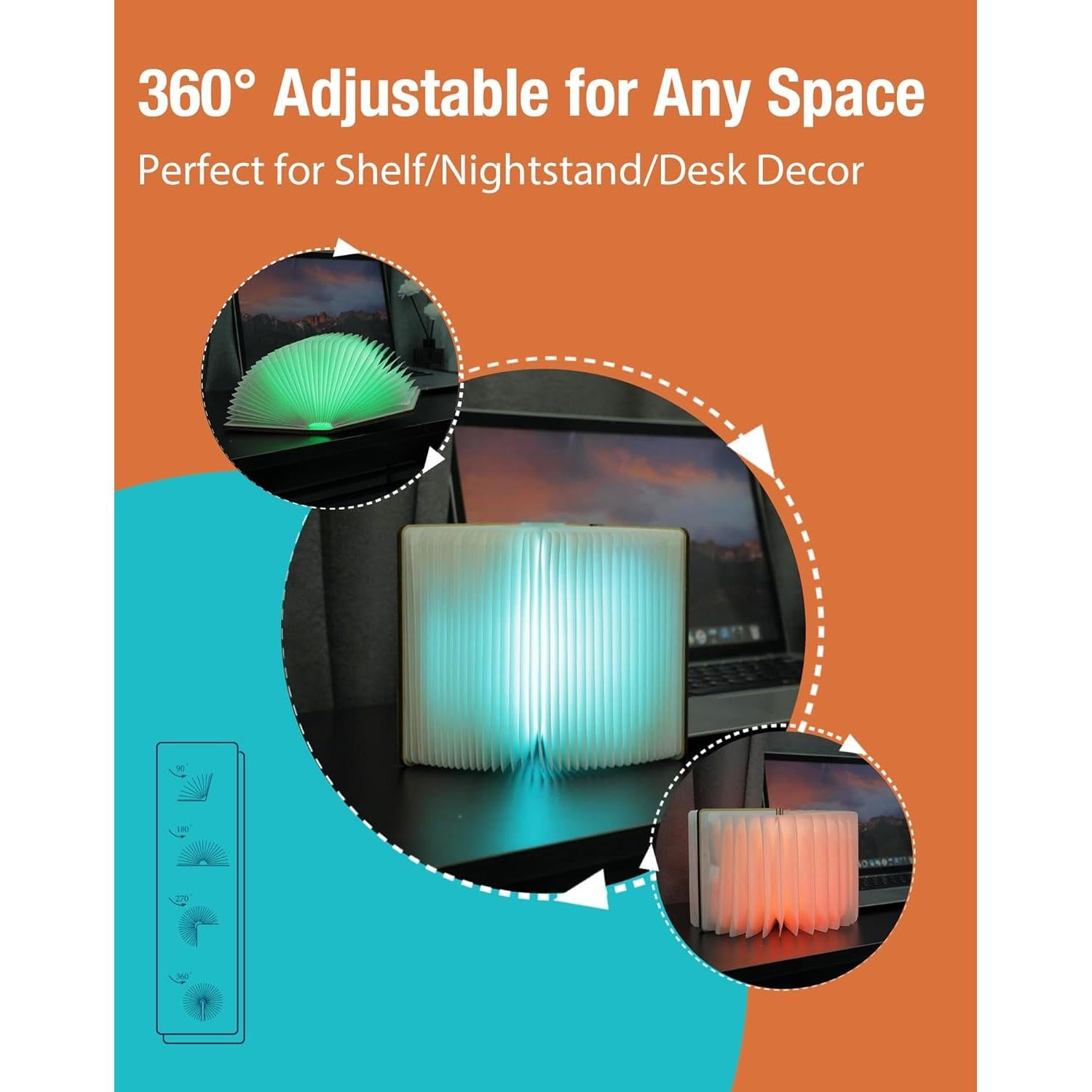 Lámpara de Libro Portátil ZBOLE 12 Colores Control Remoto