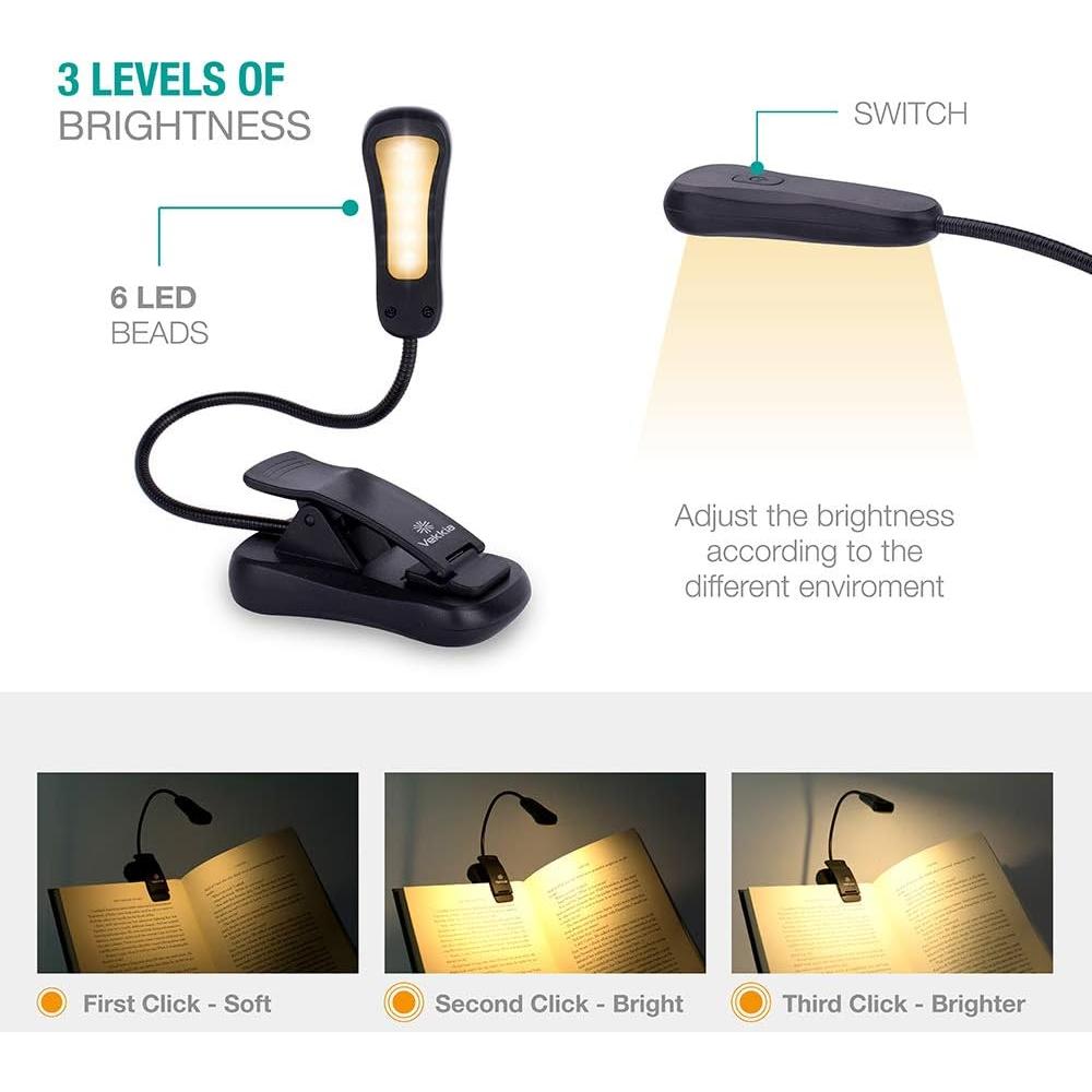 Luz de Lectura Vekkia BK-07 Recargable LED Cálido 60 Horas