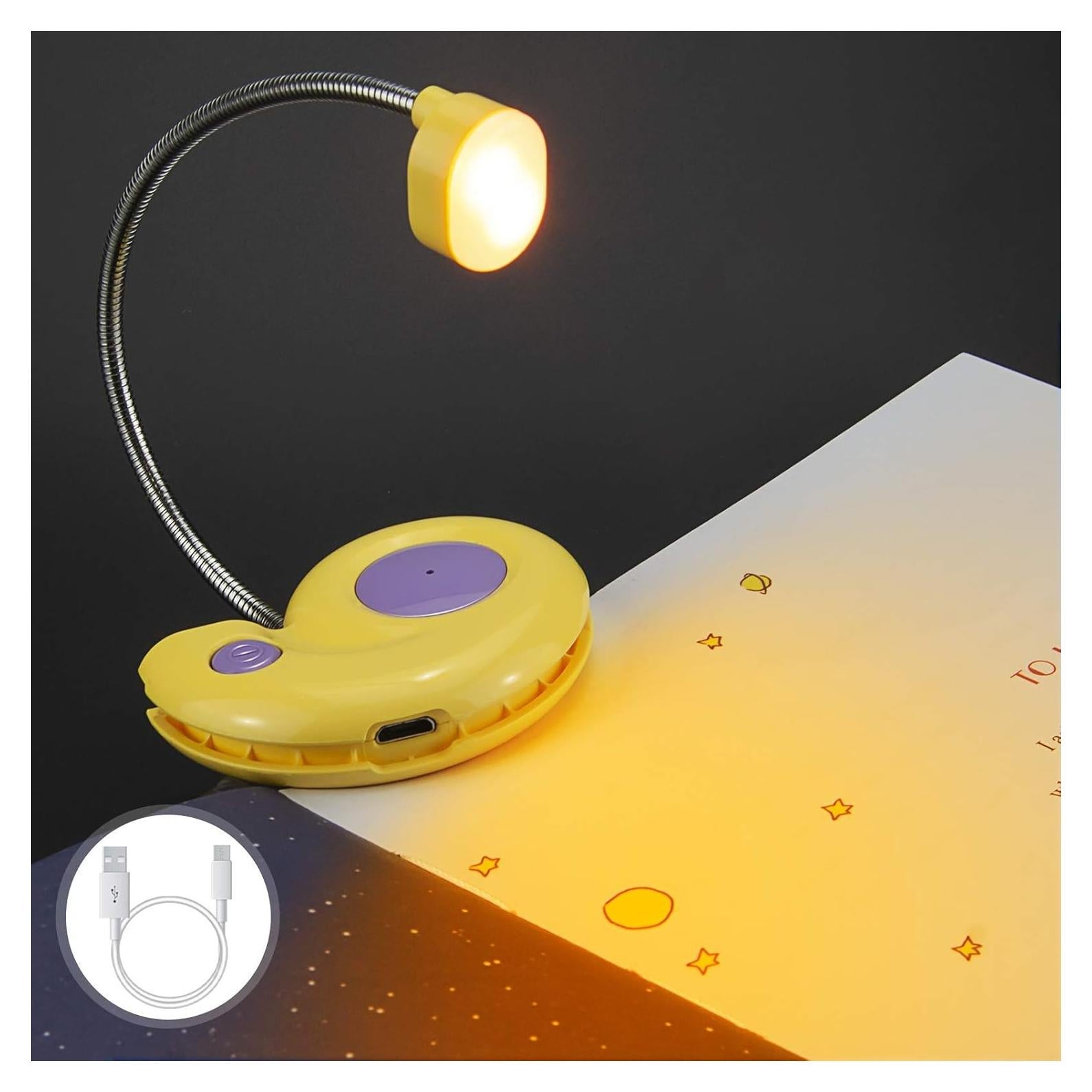 Luz de libro recargable HONGUT amarilla con 2 modos