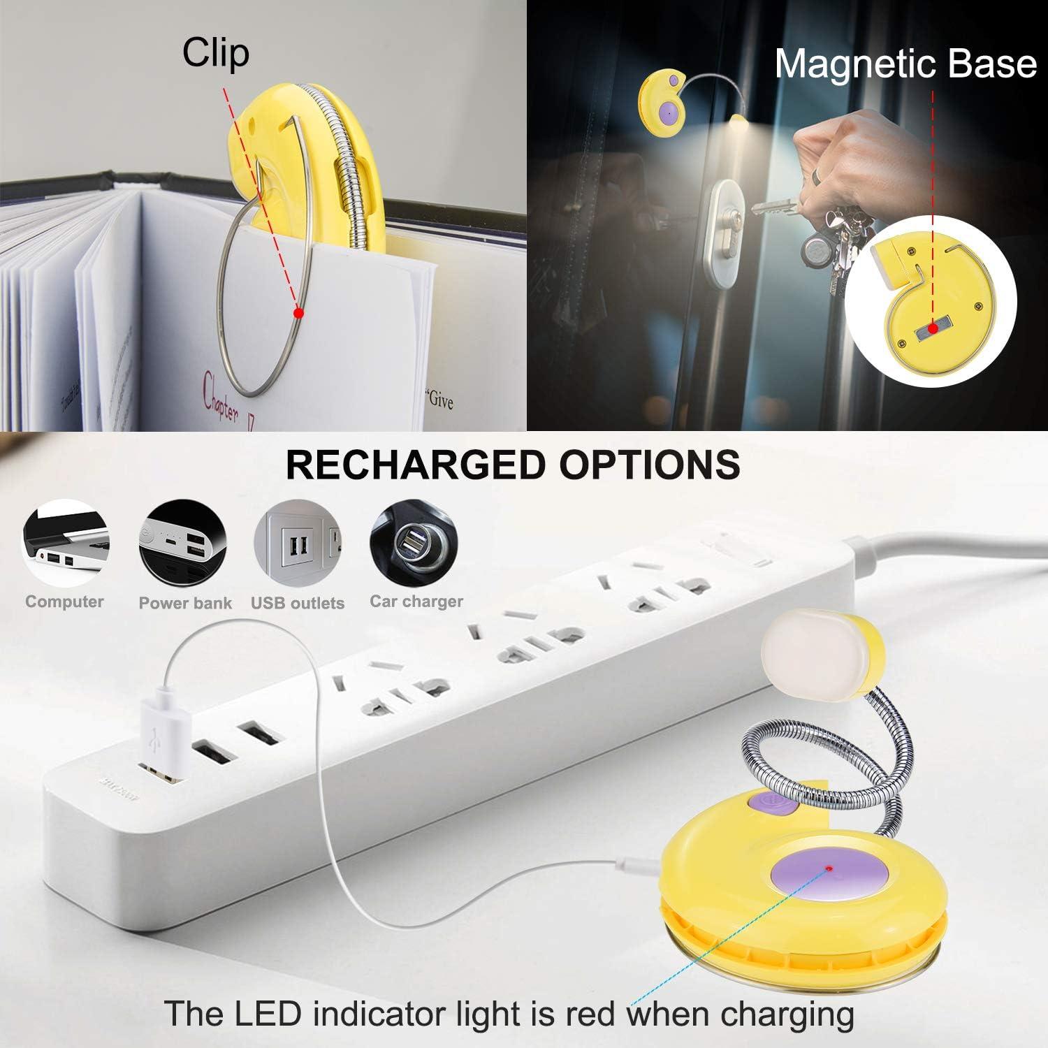 Luz de libro recargable HONGUT amarilla con 2 modos
