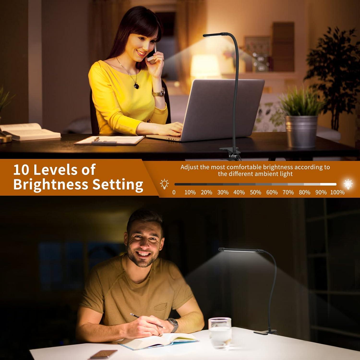 Lámpara de Libro LED iZell TBL401-BK con Clip y Cuello Flexible