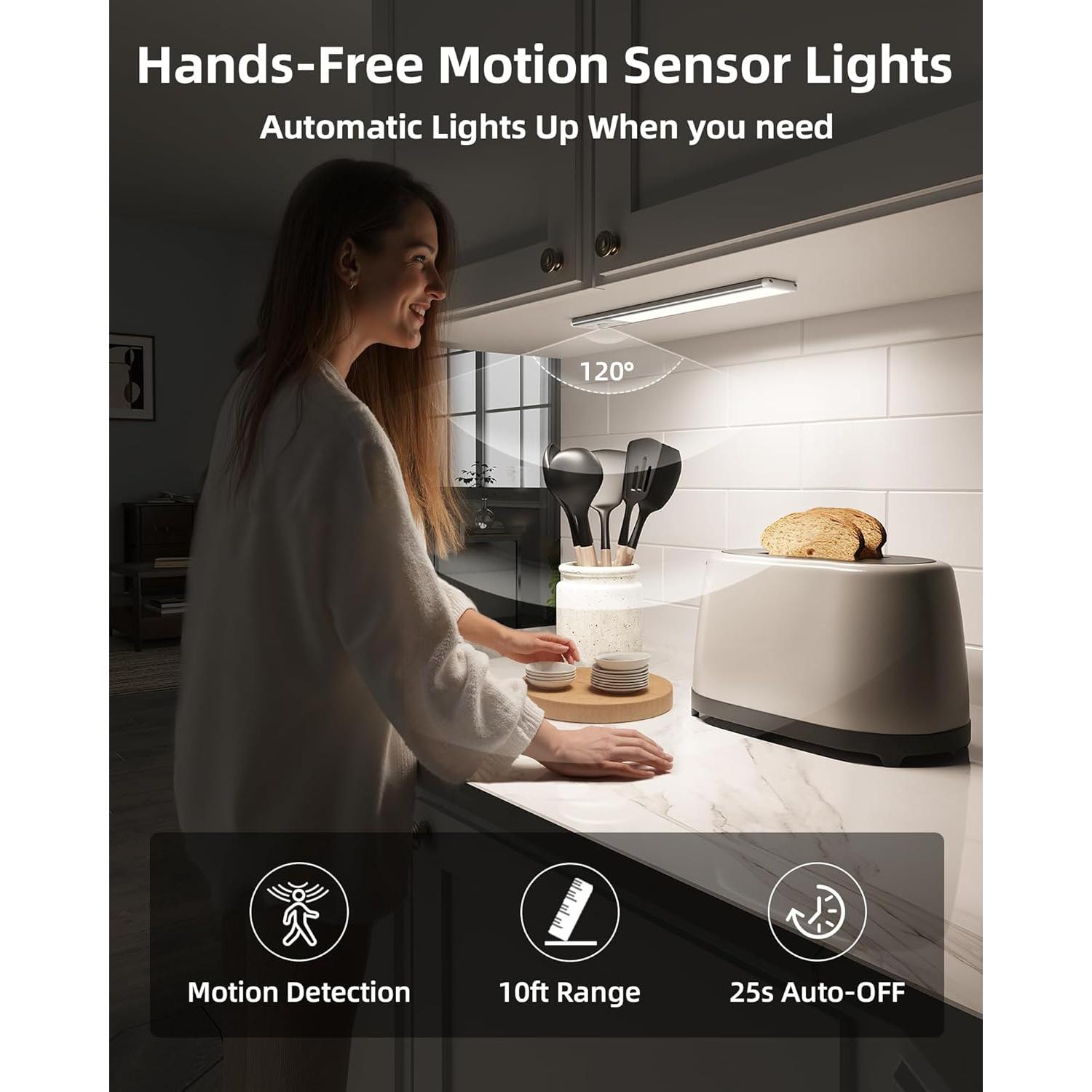 EZVALO Luces LED Bajo Gabinete Inalámbricas 2 Paquete 20.32cm