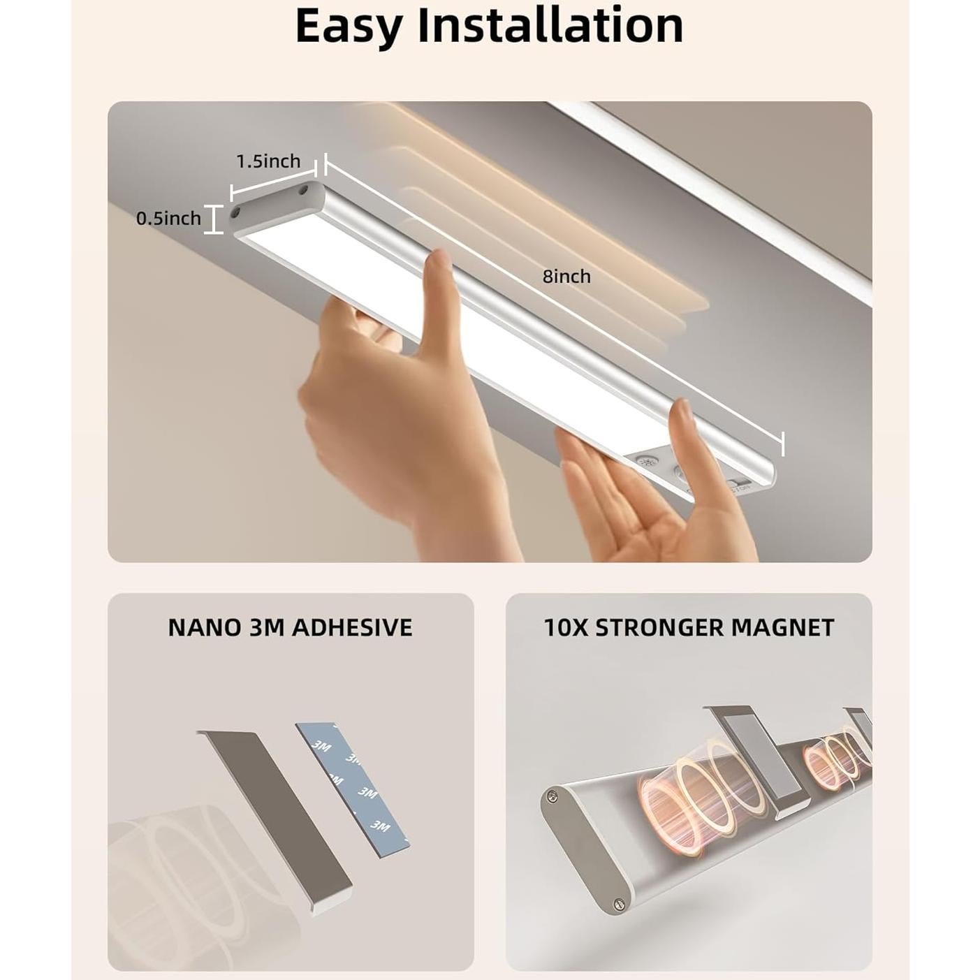 EZVALO Luces LED Bajo Gabinete Inalámbricas 2 Paquete 20.32cm