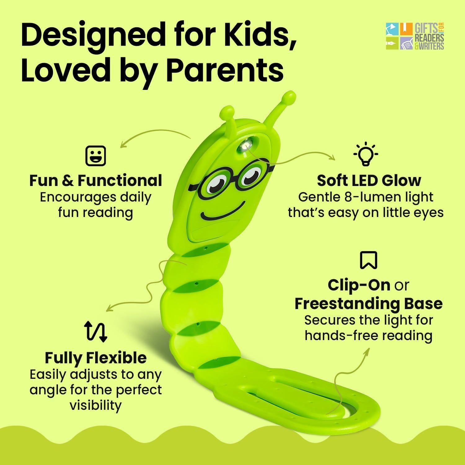 Luz de Lectura Flexilight Verde - Marcador Libro LED 8 Luces