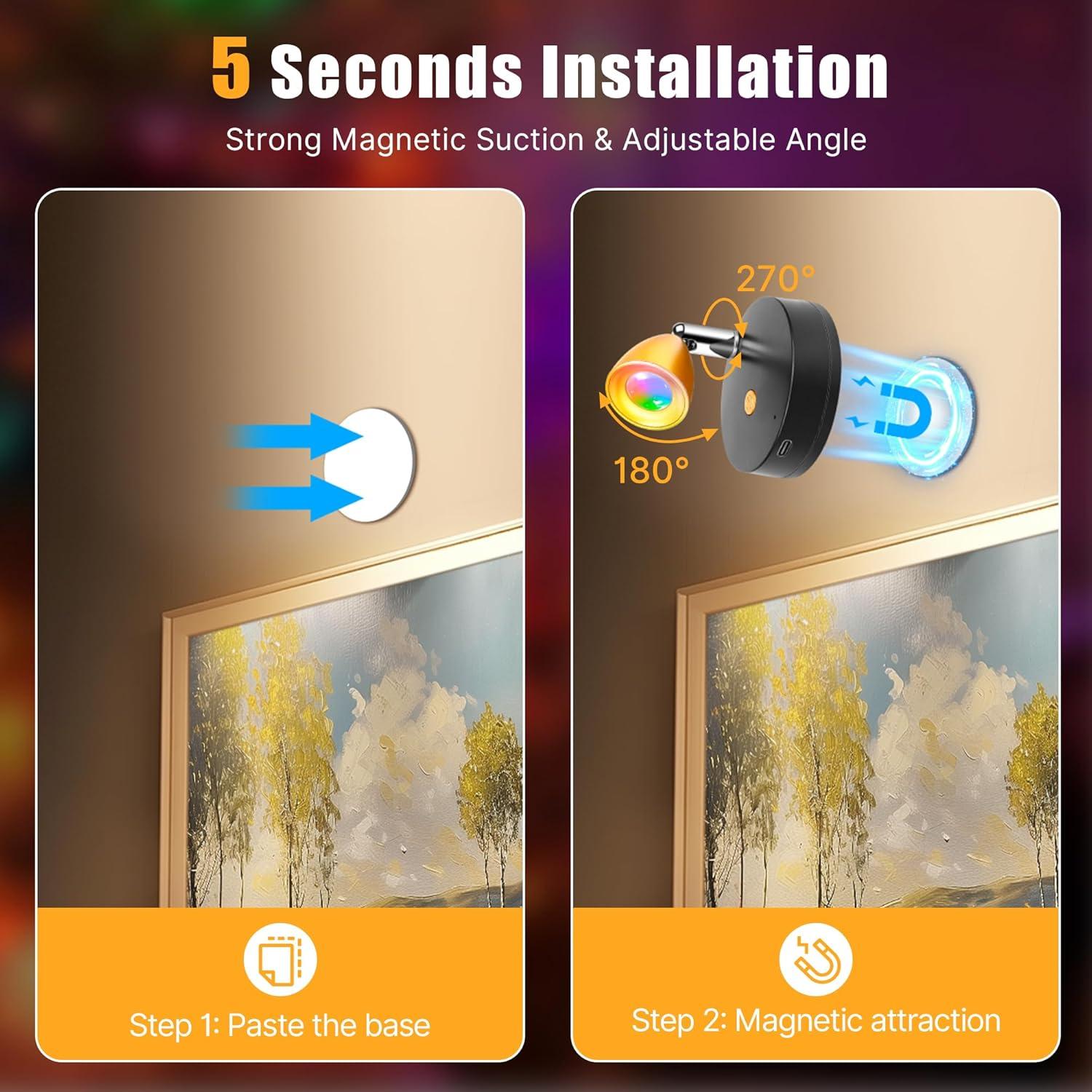 Paquete de 4 Focos RGBW Inalámbricos Recargables 1800mAh