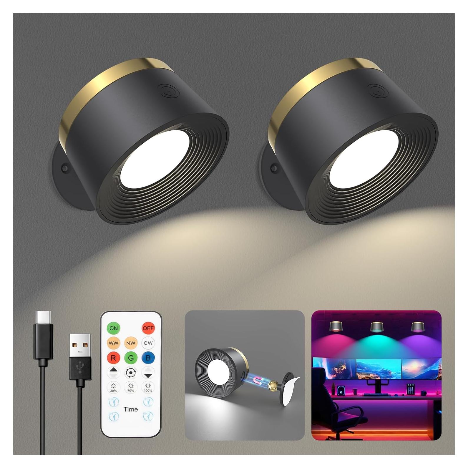 Juego de Apliques de Pared LED Speclux 2 Pcs Negro 3 Temperaturas