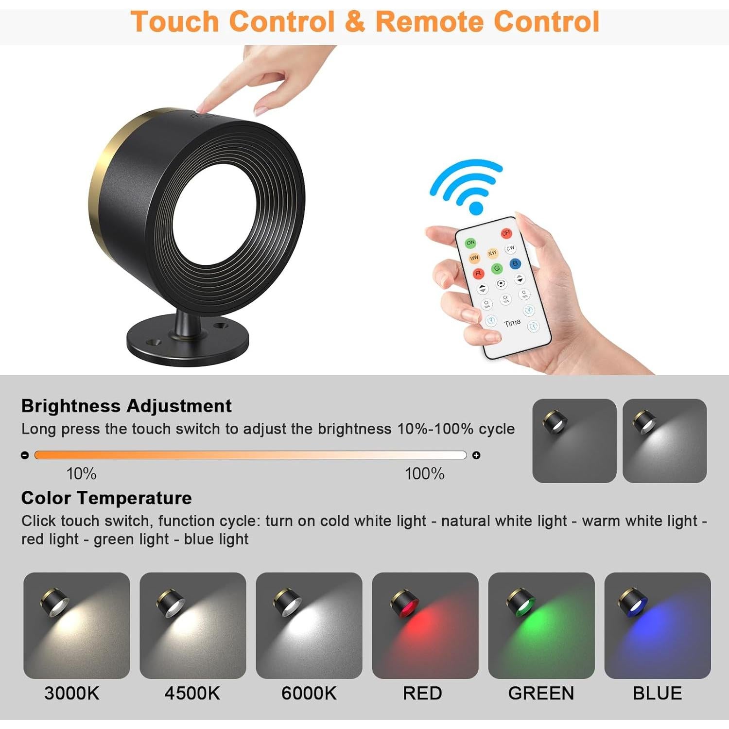 Juego de Apliques de Pared LED Speclux 2 Pcs Negro 3 Temperaturas